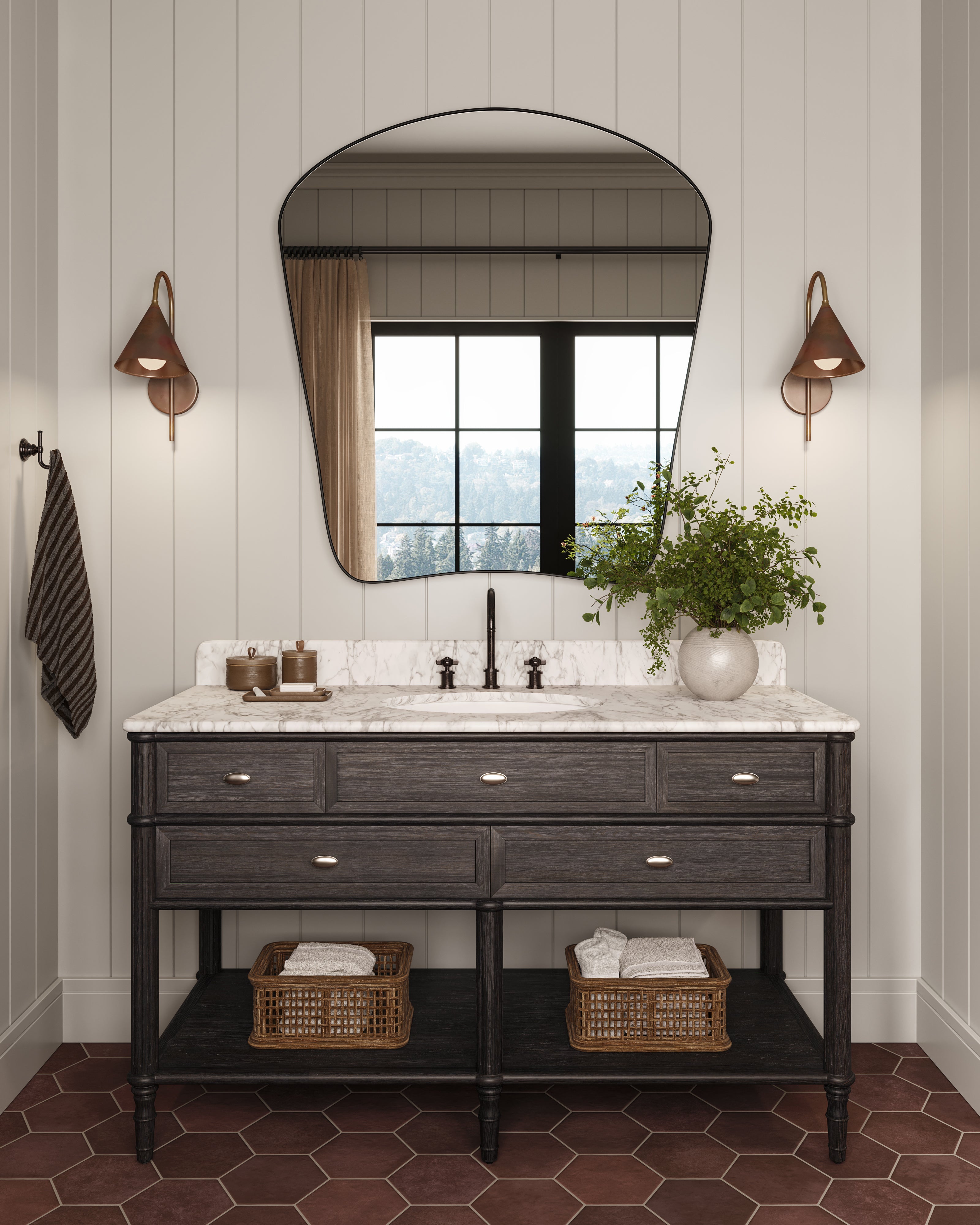 Juliet 7x8 Hexagon Matte Porcelain Tile in Rust