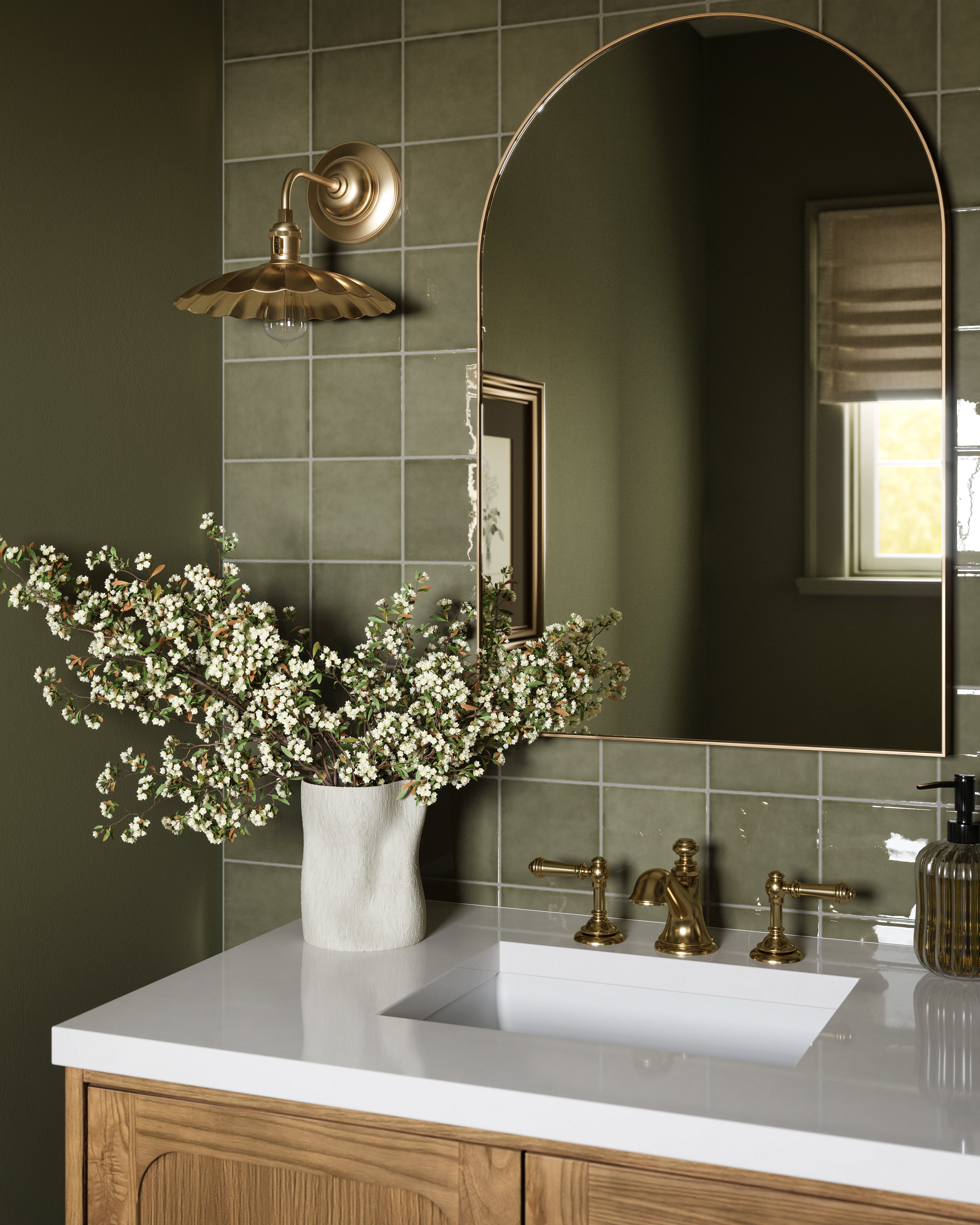 Mikayla 5x5 Glossy Ceramic Tile in Olive