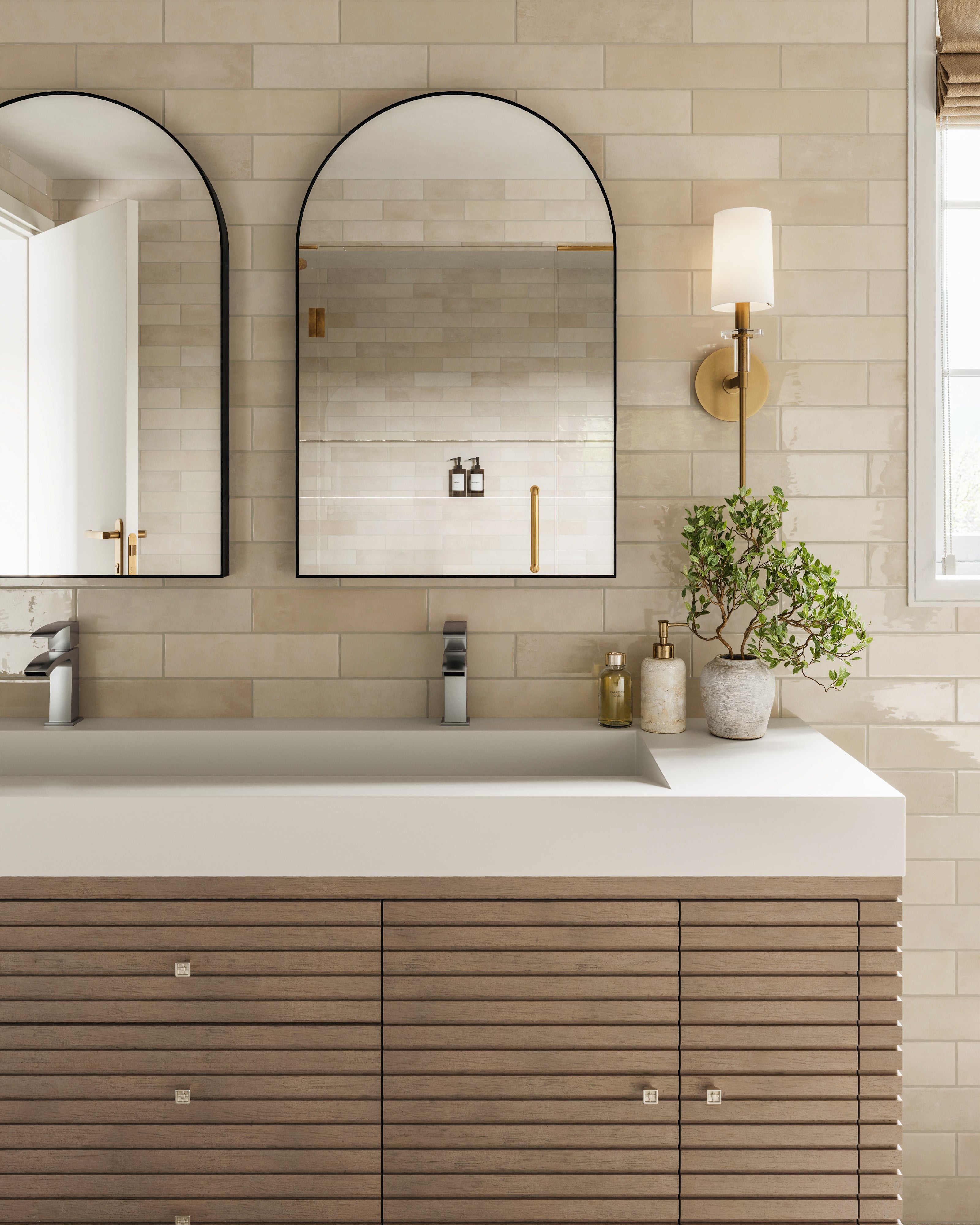 Claire 3 x 12 Glossy Ceramic Tile in Eggshell