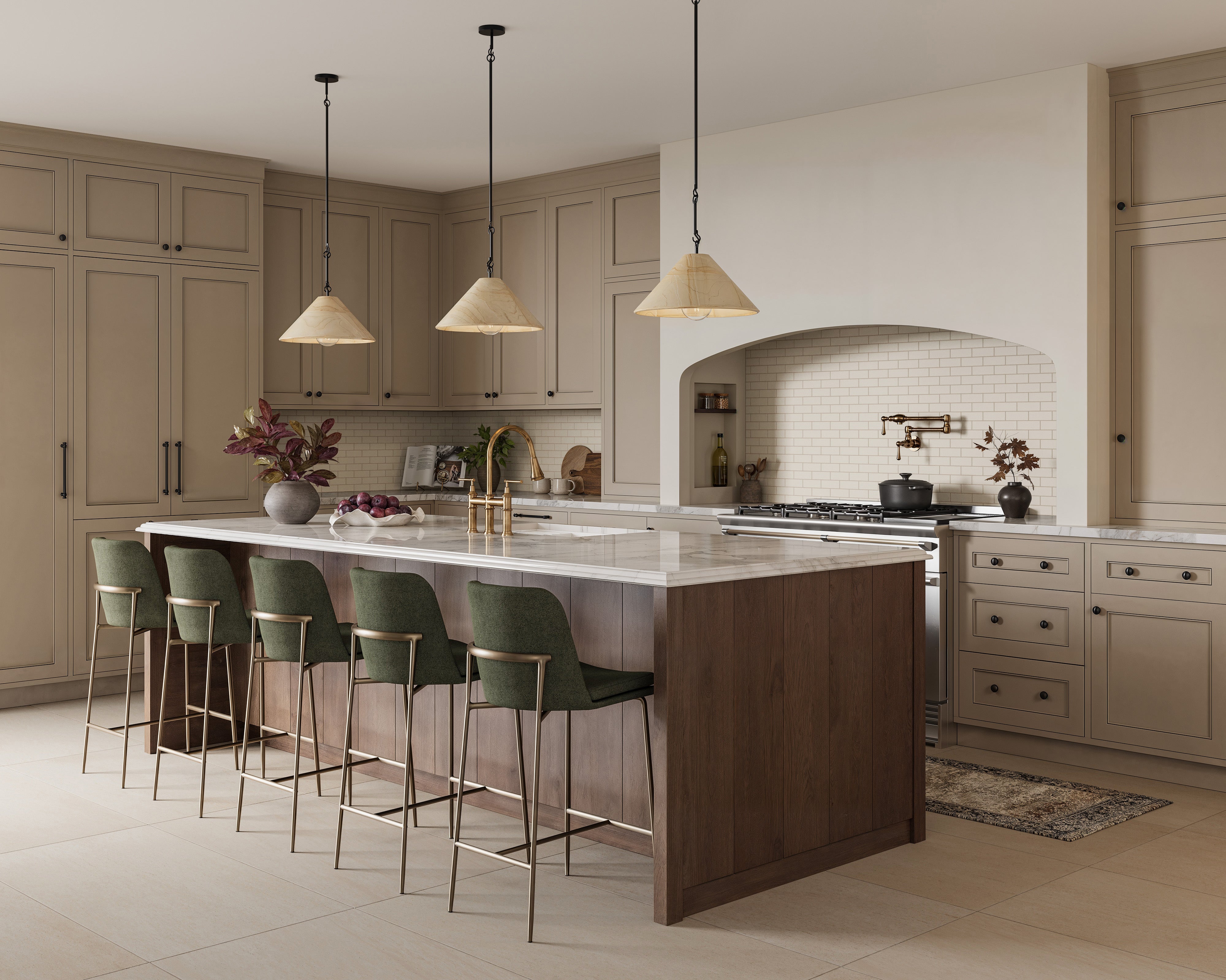 Alma Pendant in Ecru Marble Solid