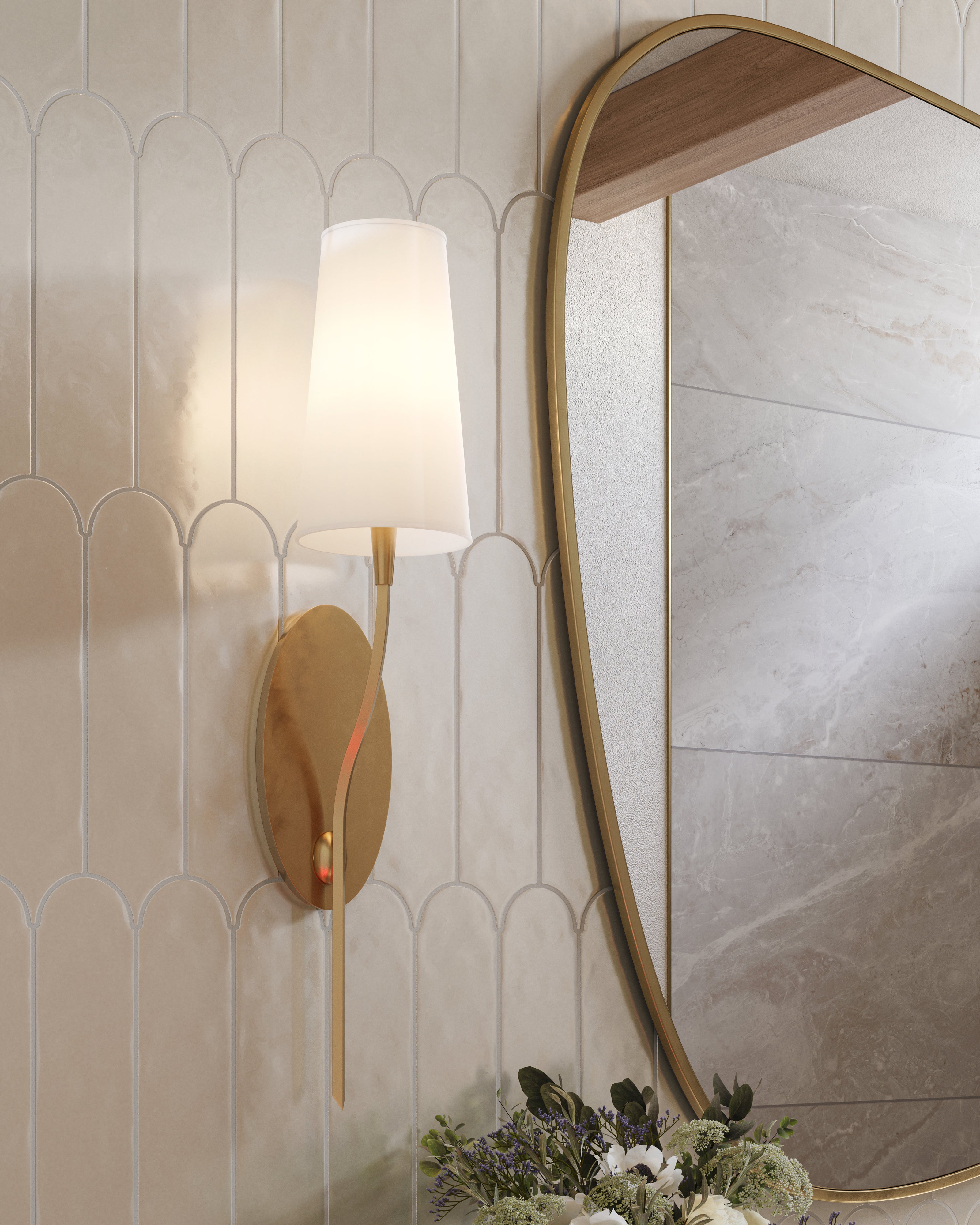 Sarina 3x12 Glossy Ceramic Fishscale Tile in Shell