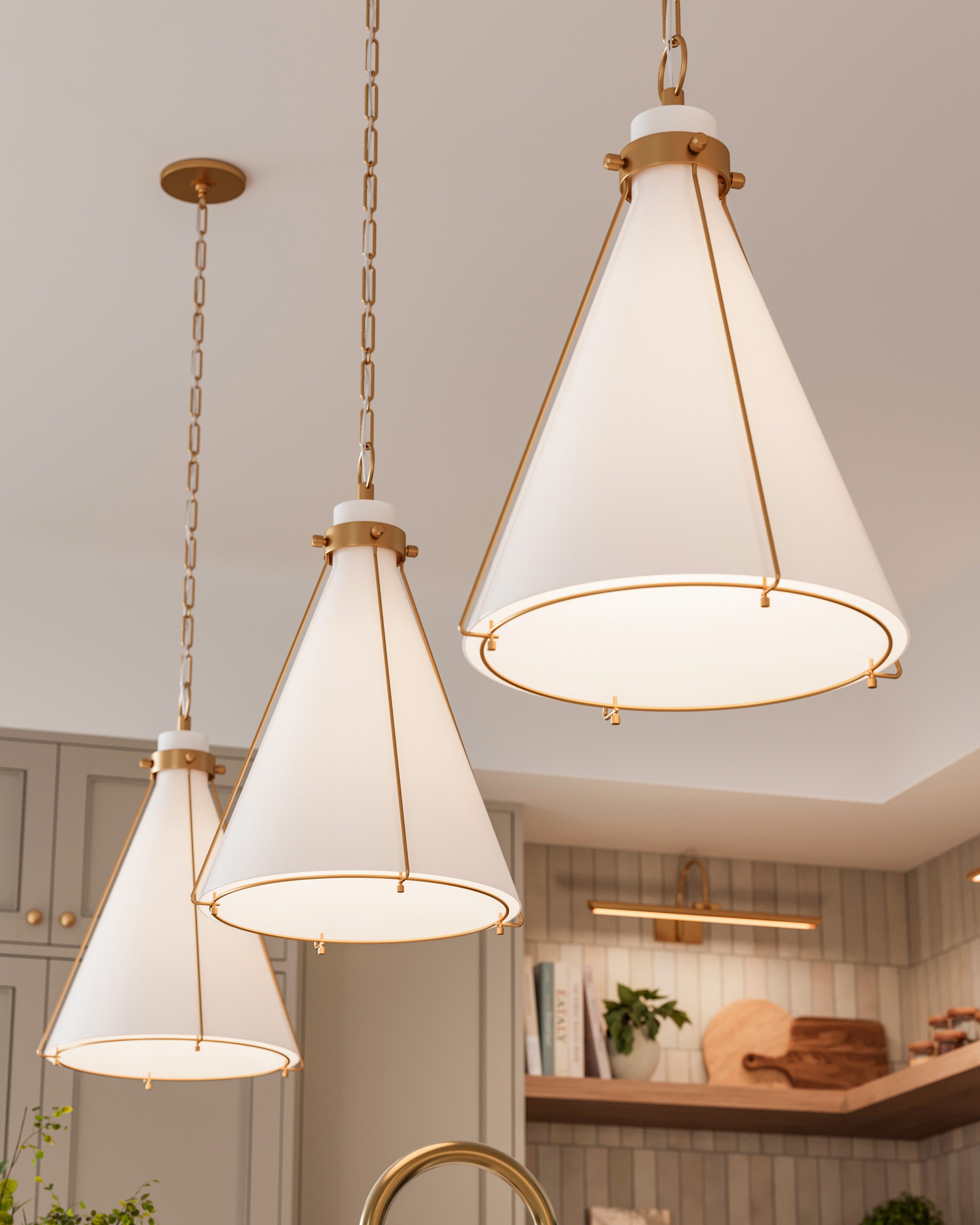 Rosa Triangular Pendant in Aged Brass