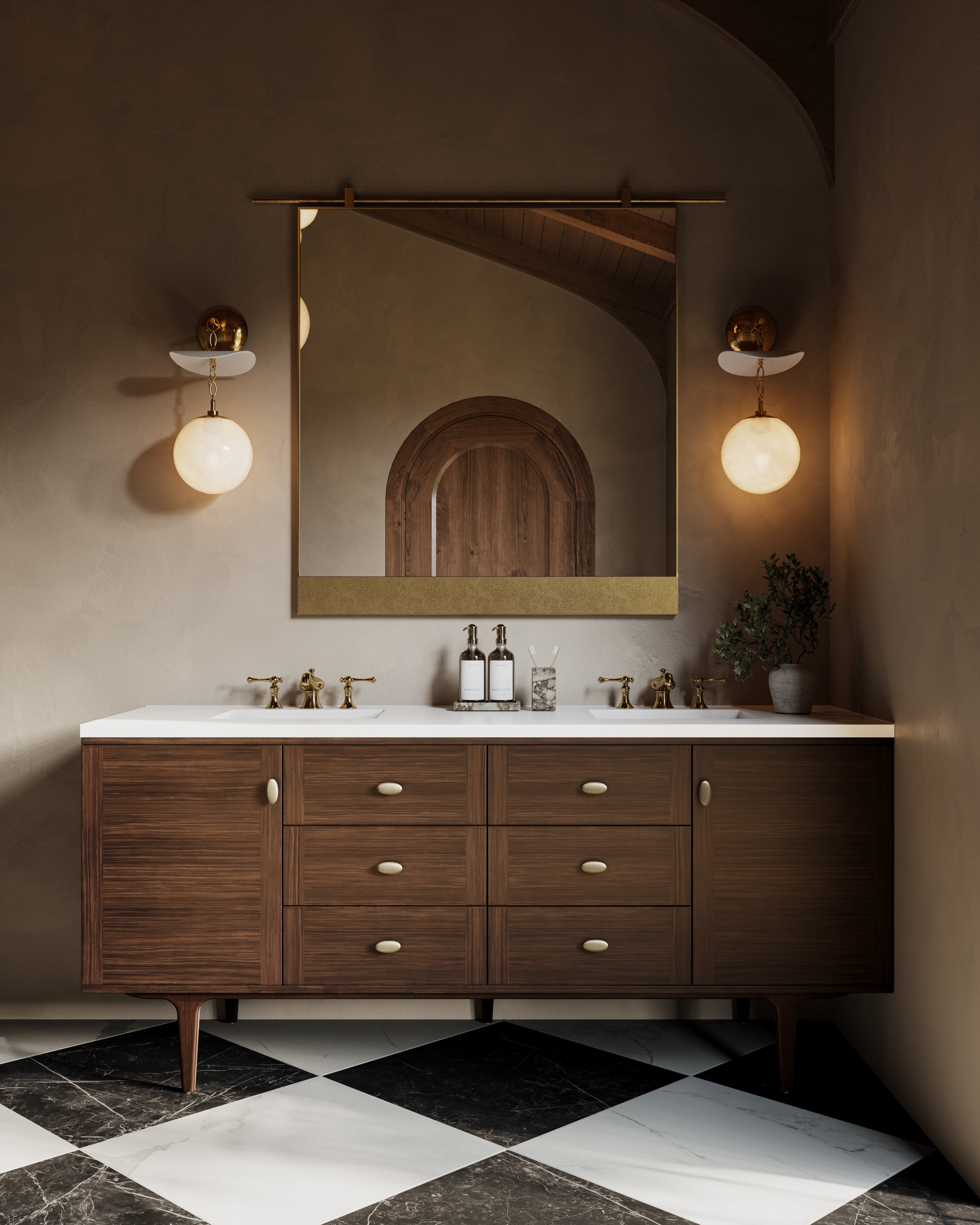 Clancy Mirror in Antique Brass