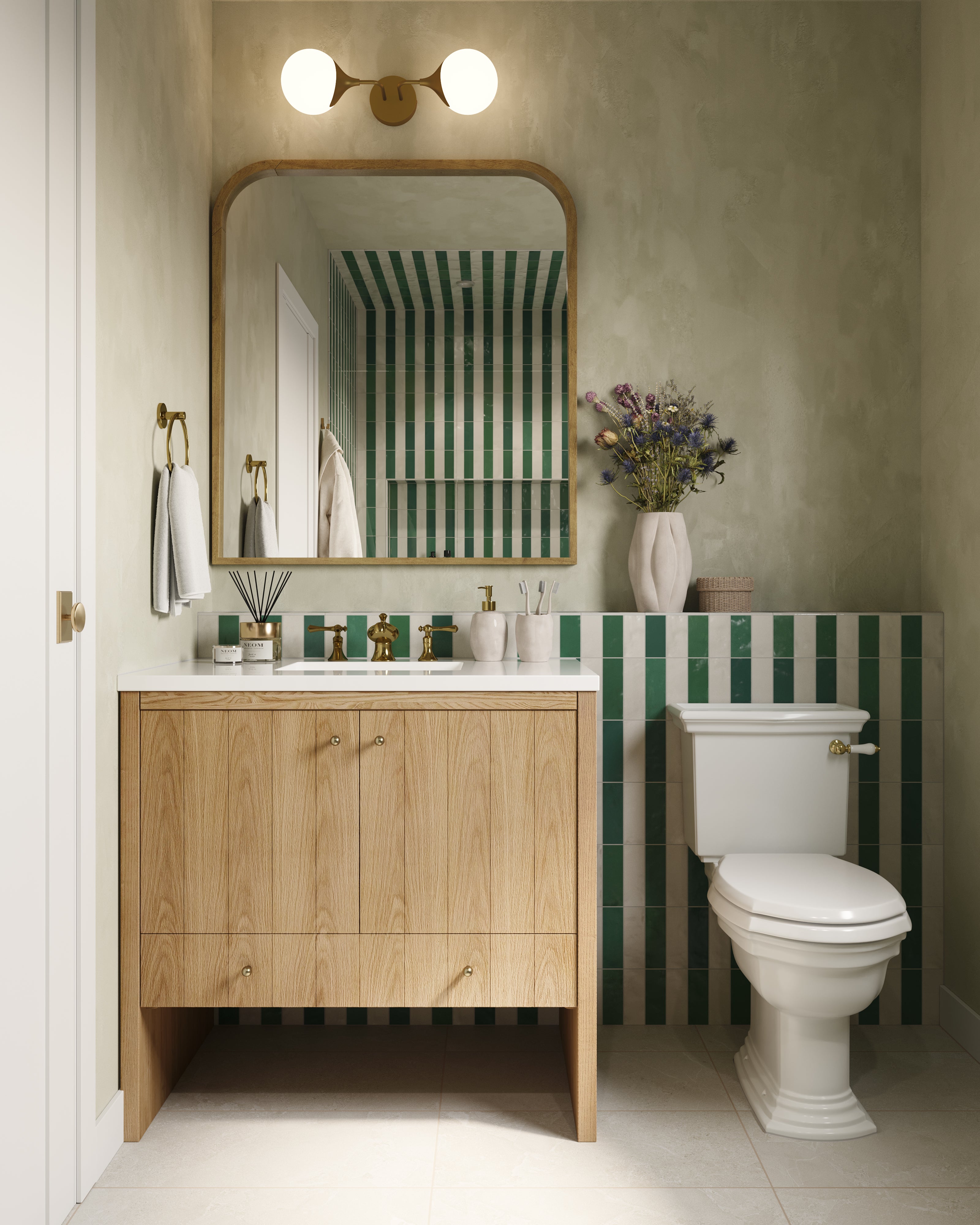 Gabriella 36" Single Vanity in Light Natural Oak with 3 cm White Zeus Quartz Top