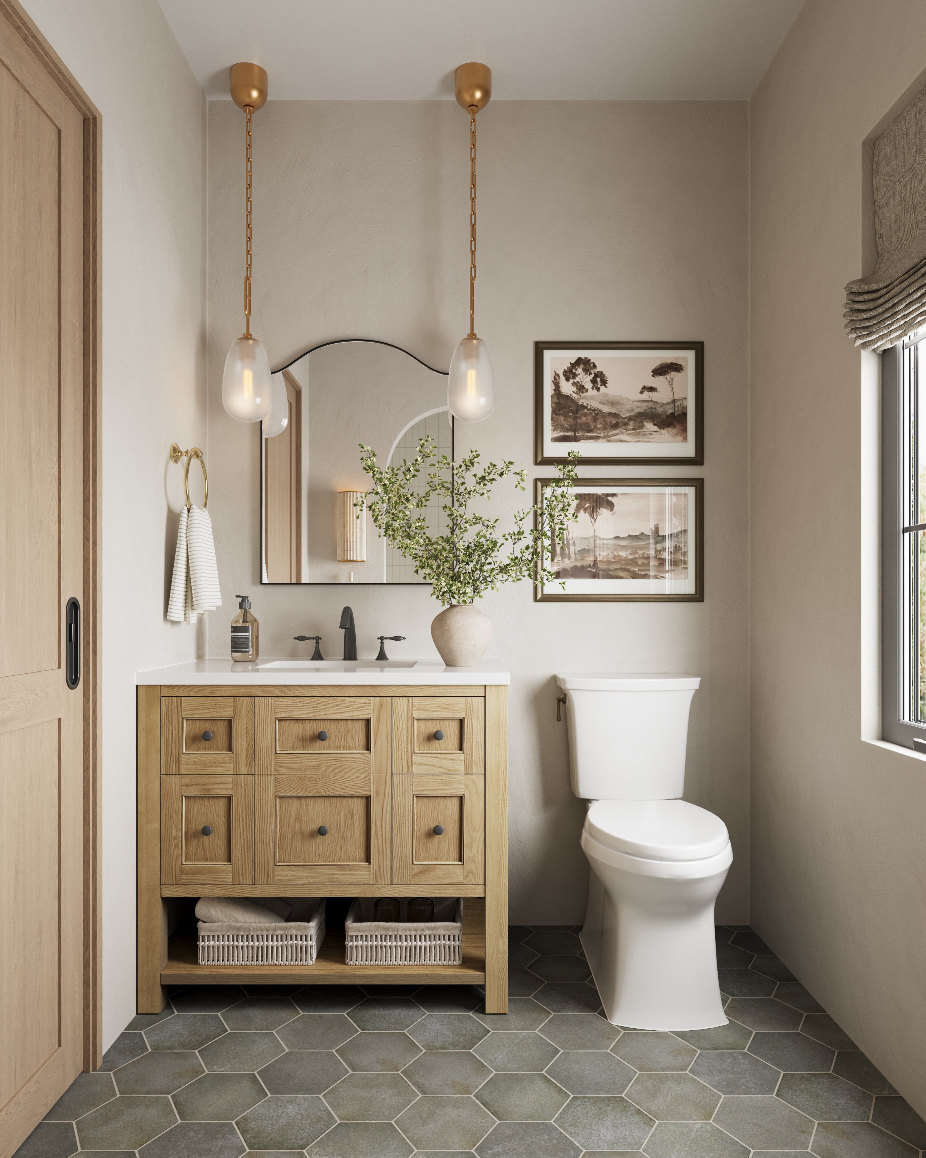 Bridgette 36" Single Vanity in Light Natural Oak with 3 cm White Zeus Quartz Top