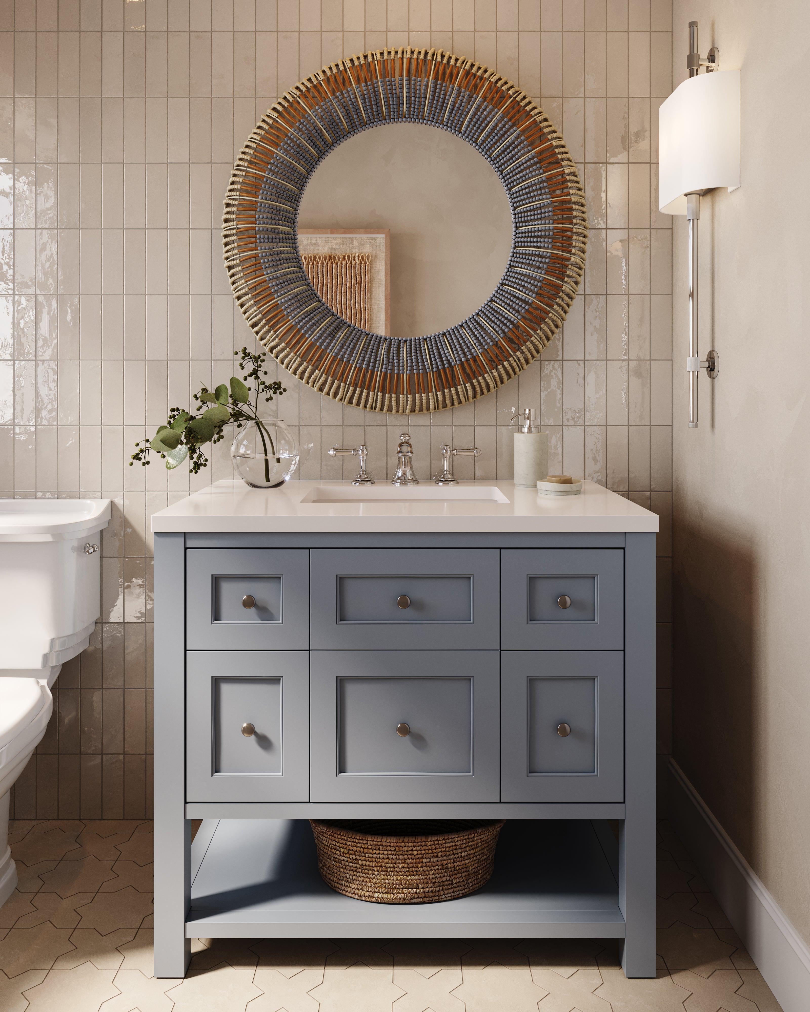 Olivienne Mirror in Natural/Blue