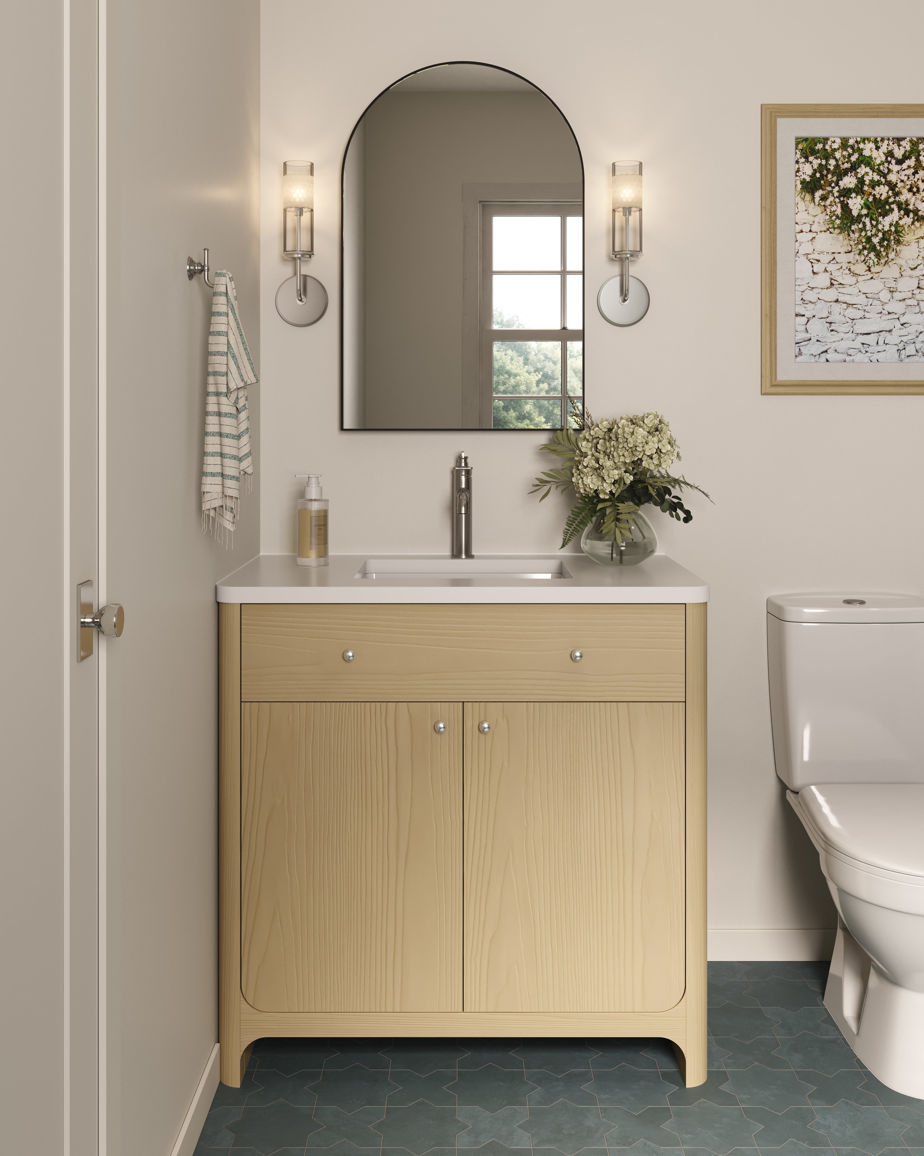 Colton 36" Single Vanity in Coastal Driftwood with 3 cm White Zeus Quartz Top