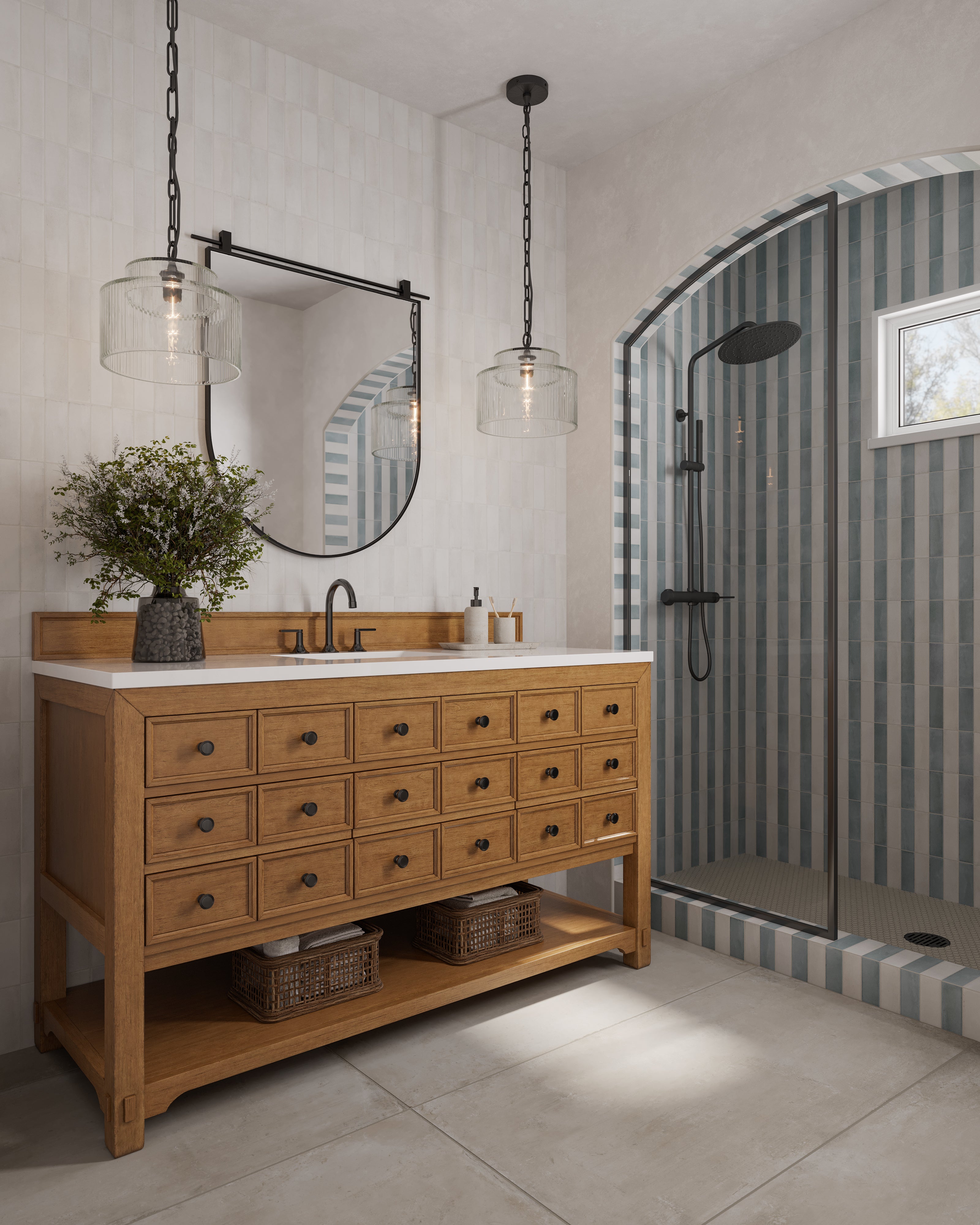 Rosalie 60" Single Vanity in Amber Birch with 3 cm White Zeus Quartz Top