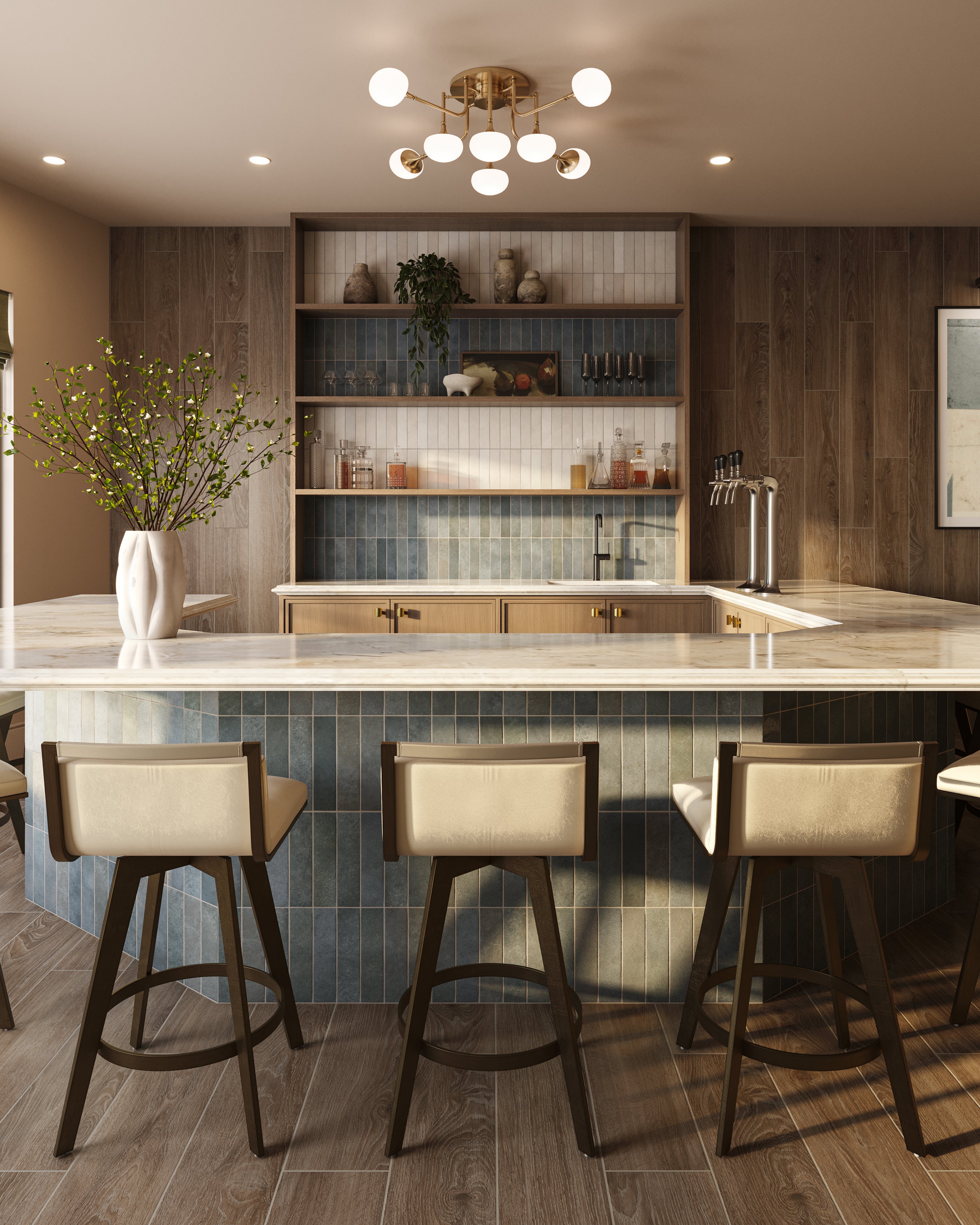 Odessa Semi Flush In Aged Brass