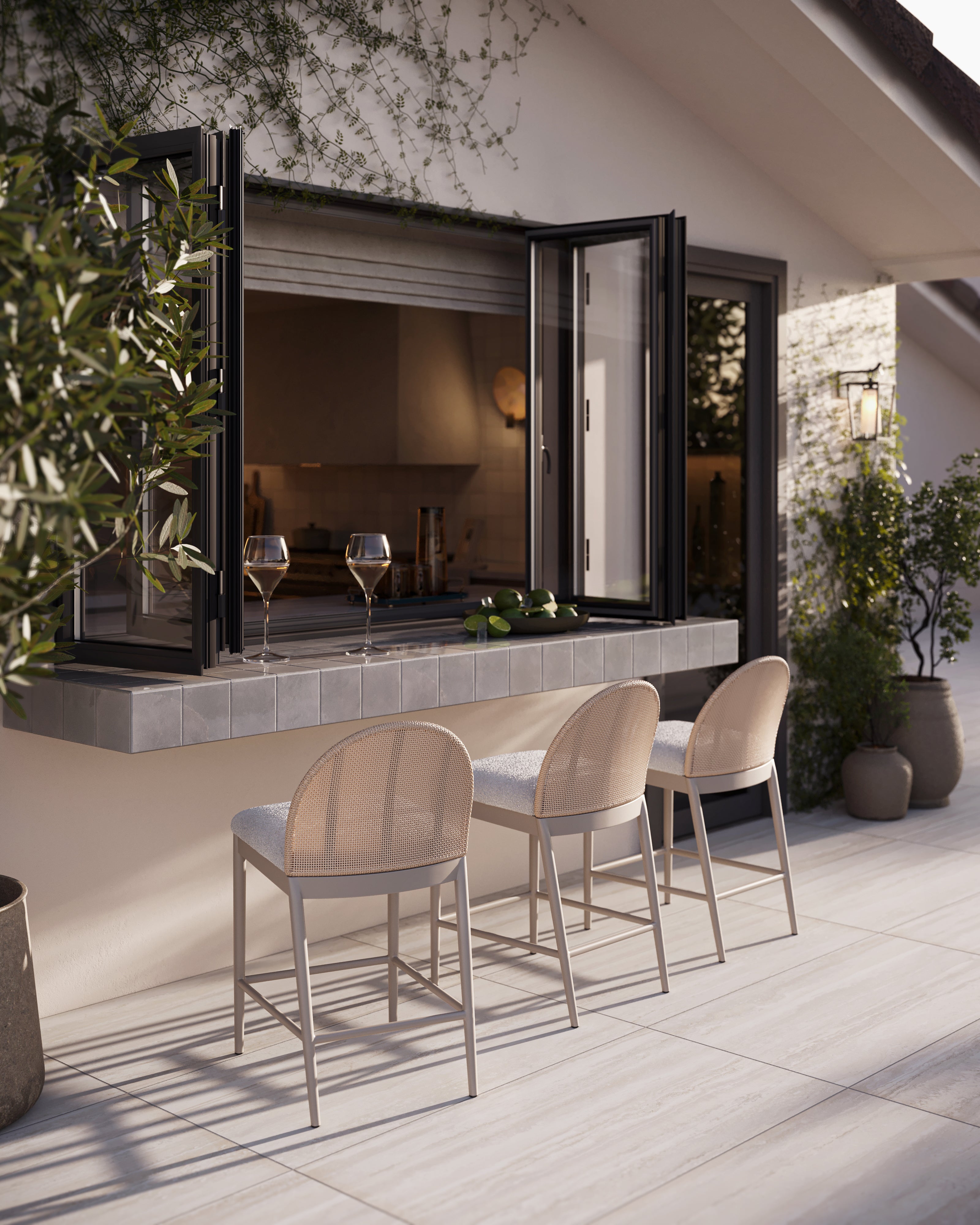 Darcy Outdoor Counter Stool in Cream