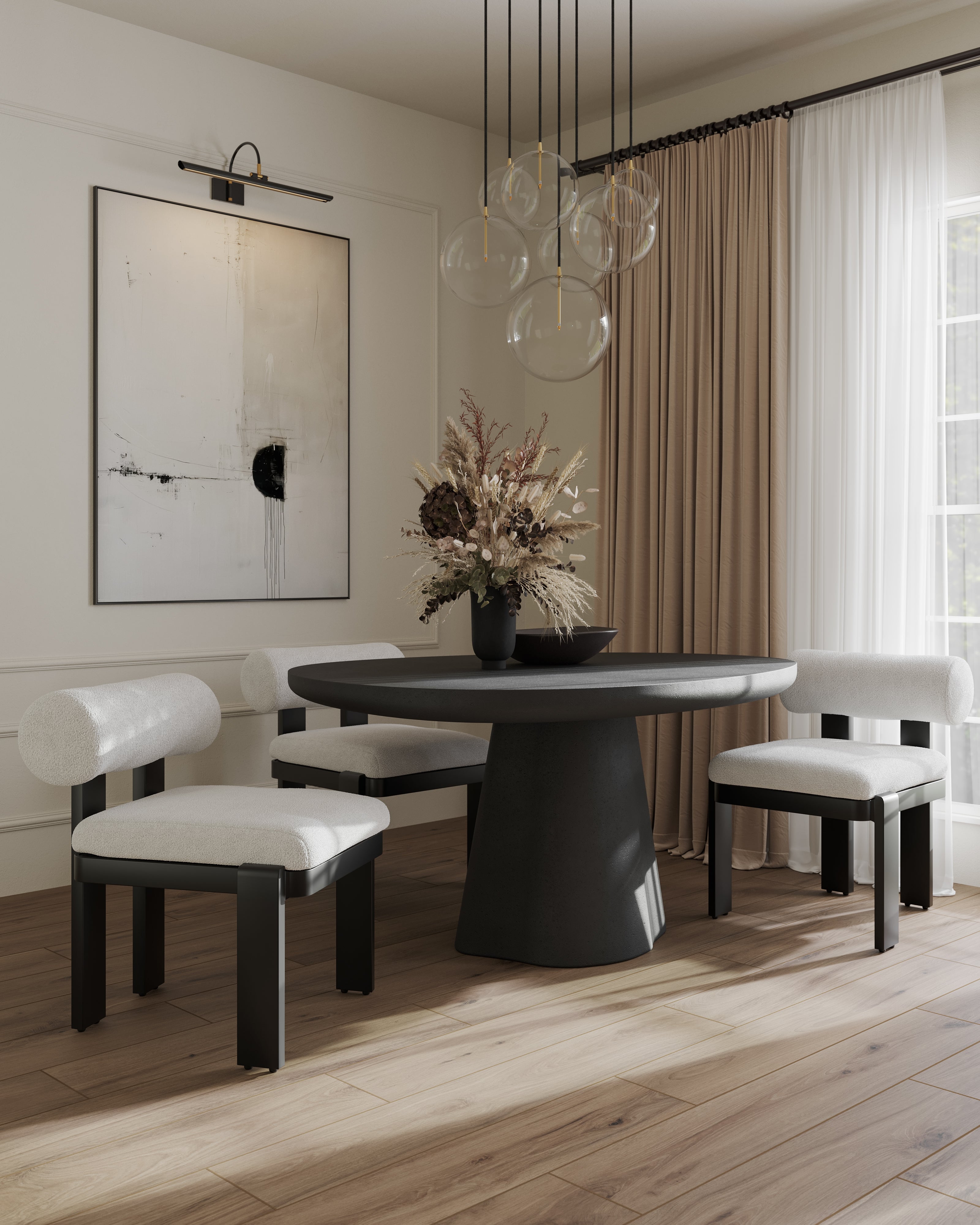 Selena 55" Outdoor Dining Table in Black