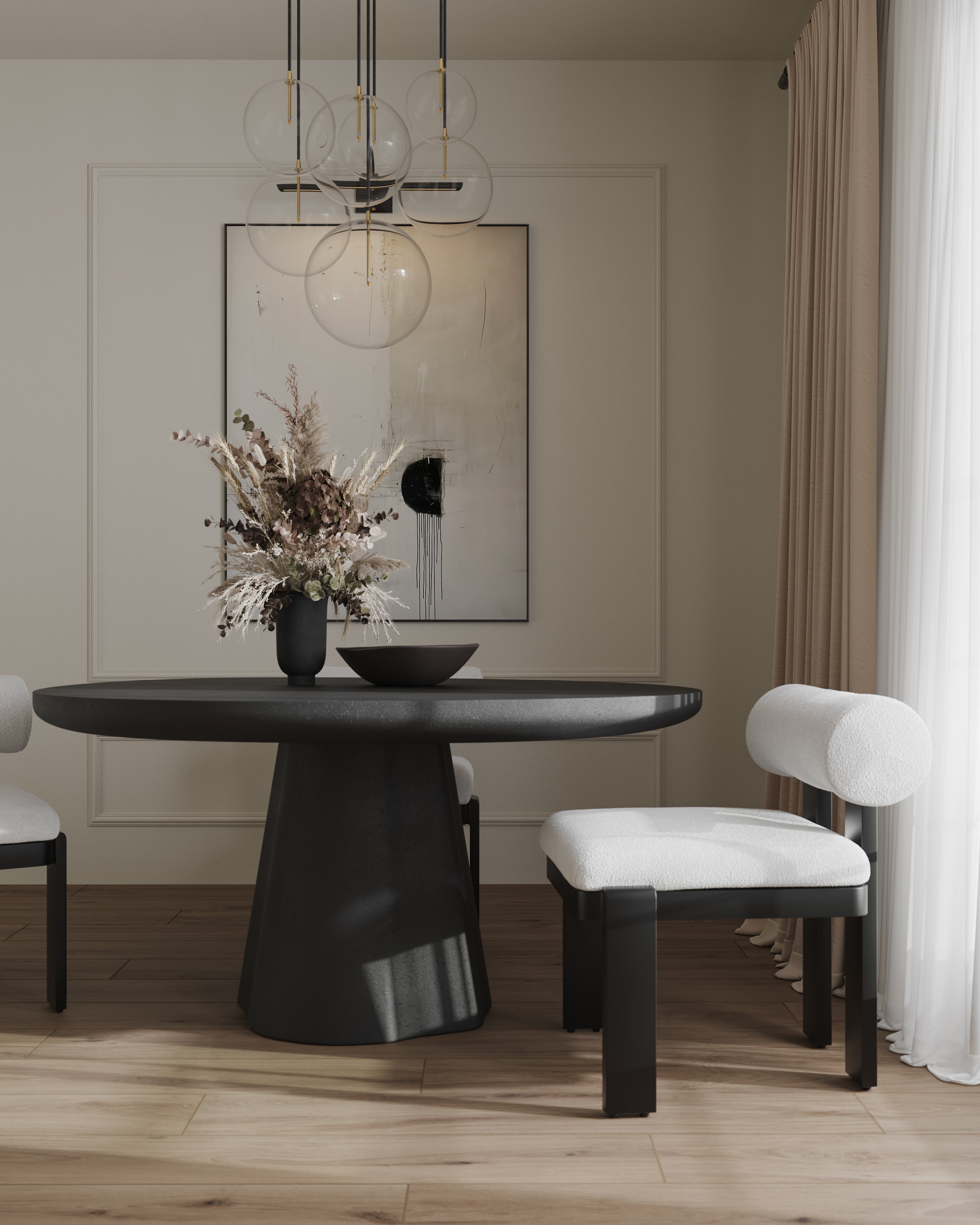 Selena 55" Outdoor Dining Table in Black