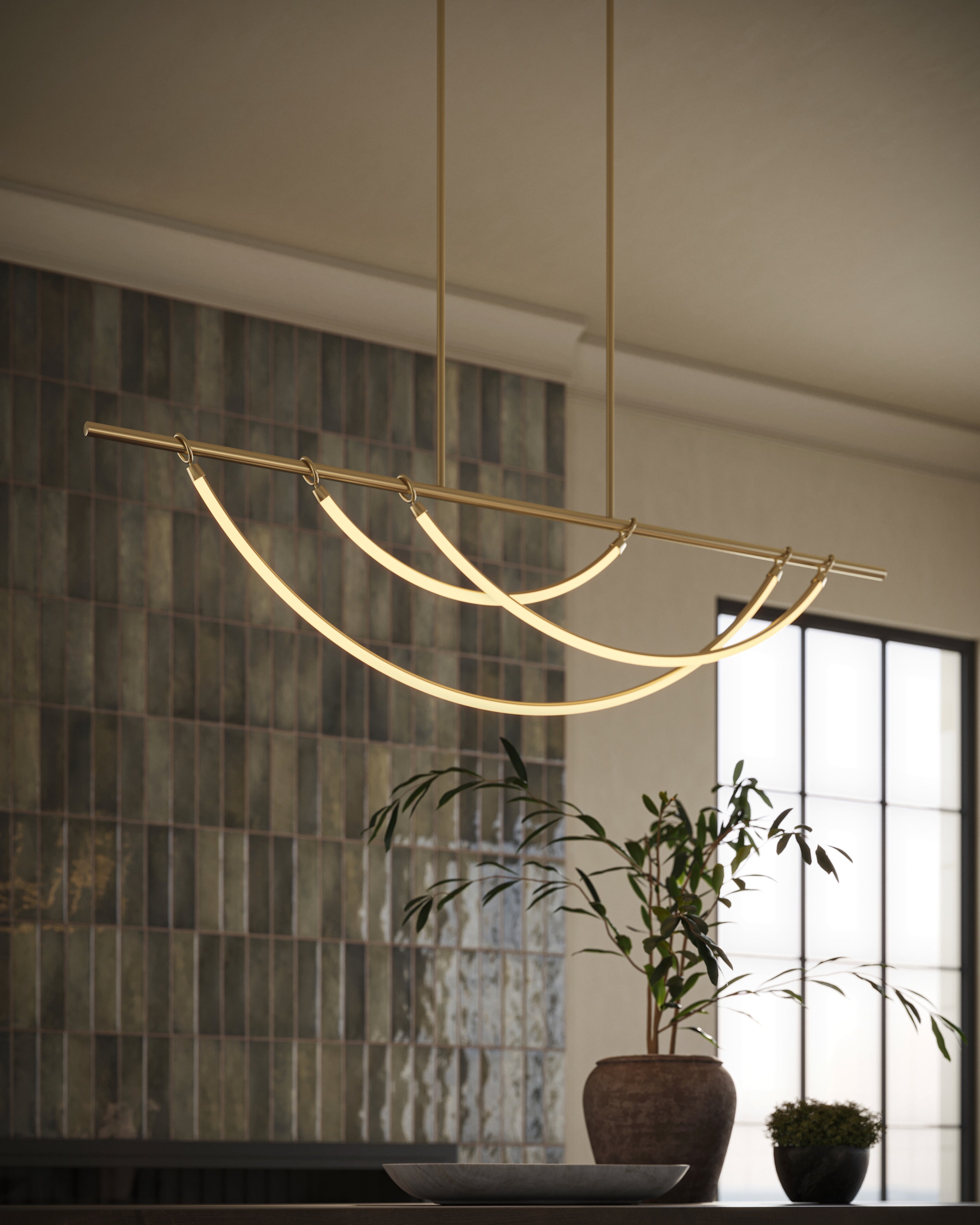Greer 60" LED Linear Pendant in Vintage Brass