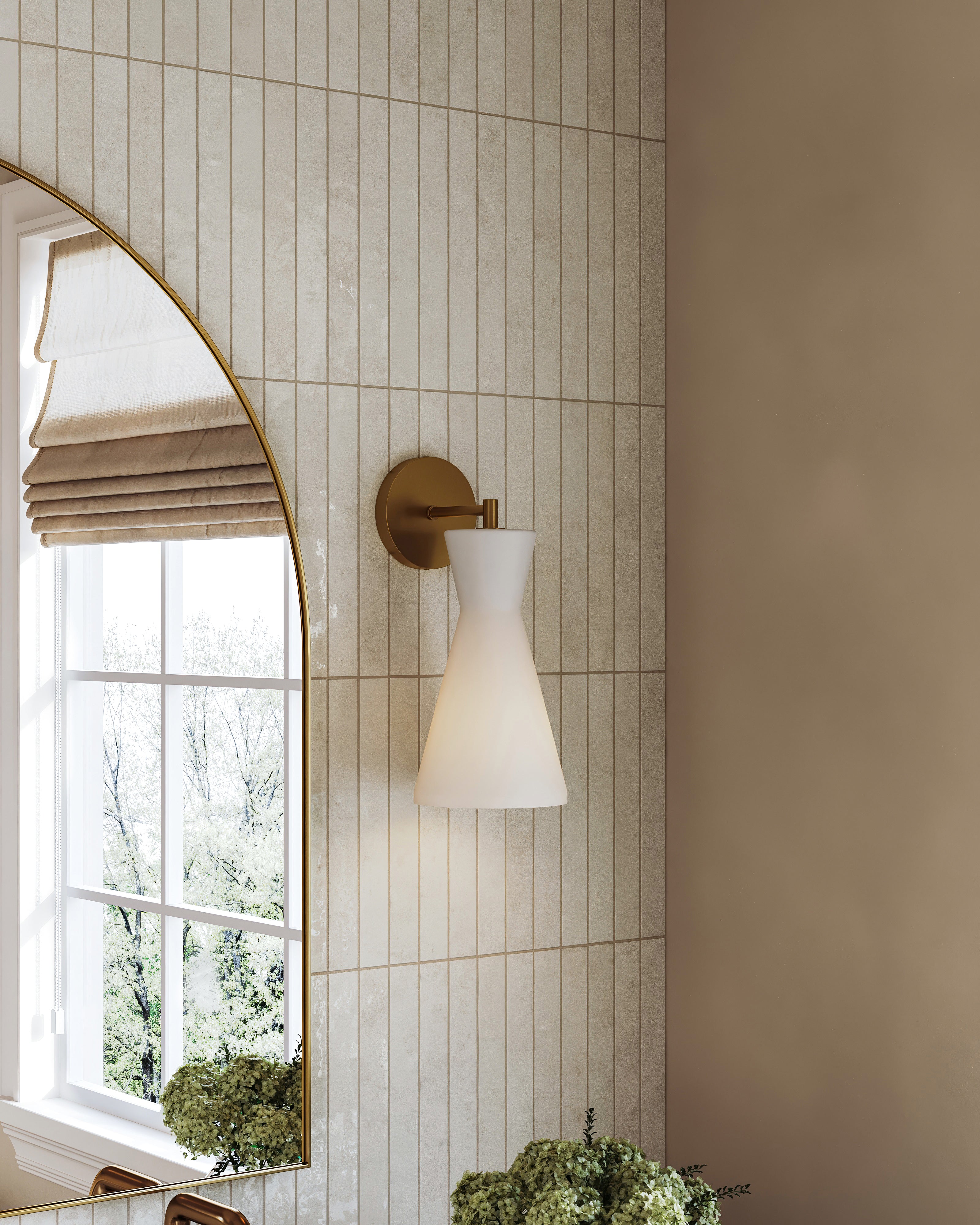 Sally 6" 1 Light Wall/Vanity Light in Aged Gold/Opal Glass