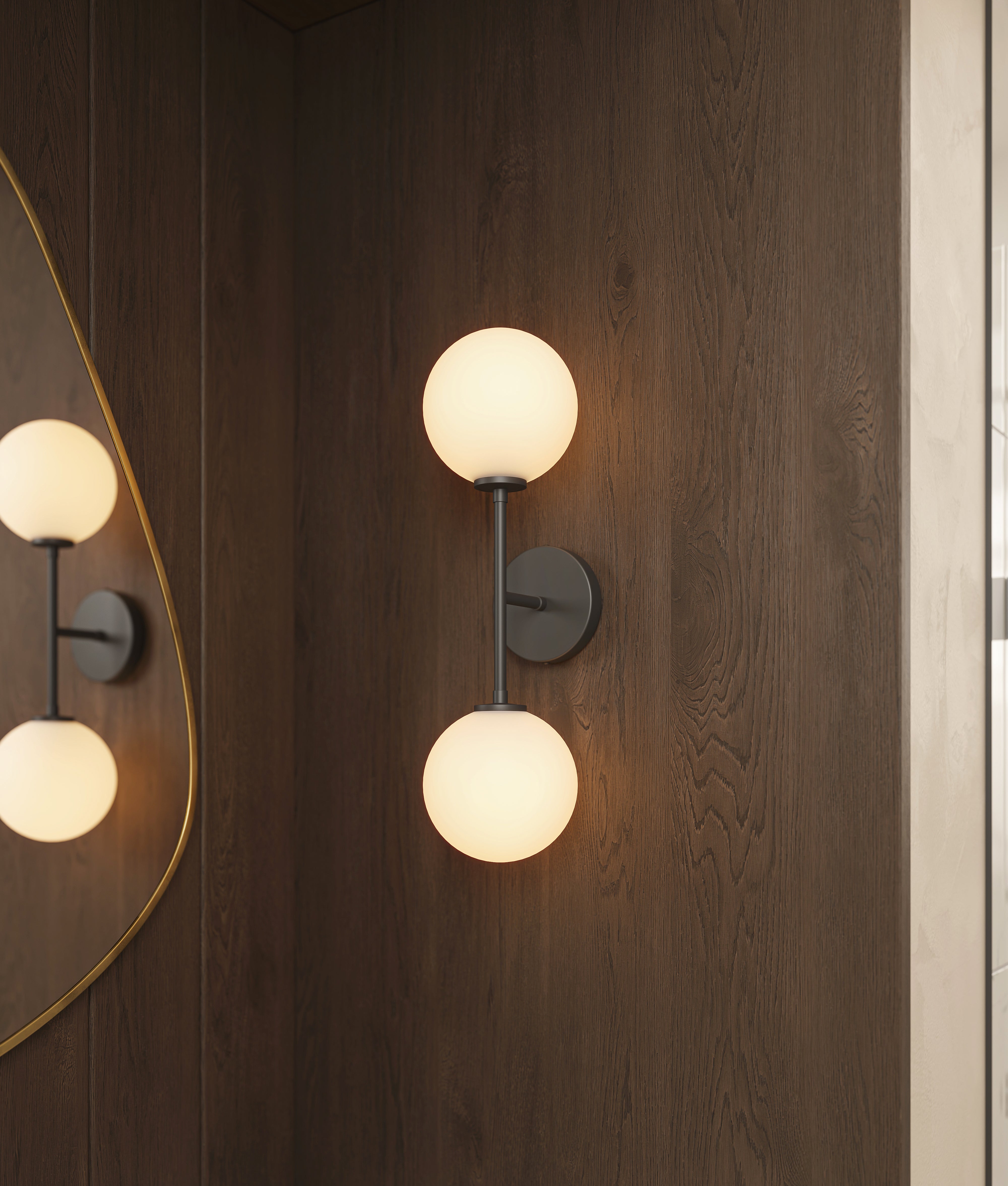 Hailey 20" 2 Lights Wall/Vanity Light in Matte Black/Opal Matte Glass