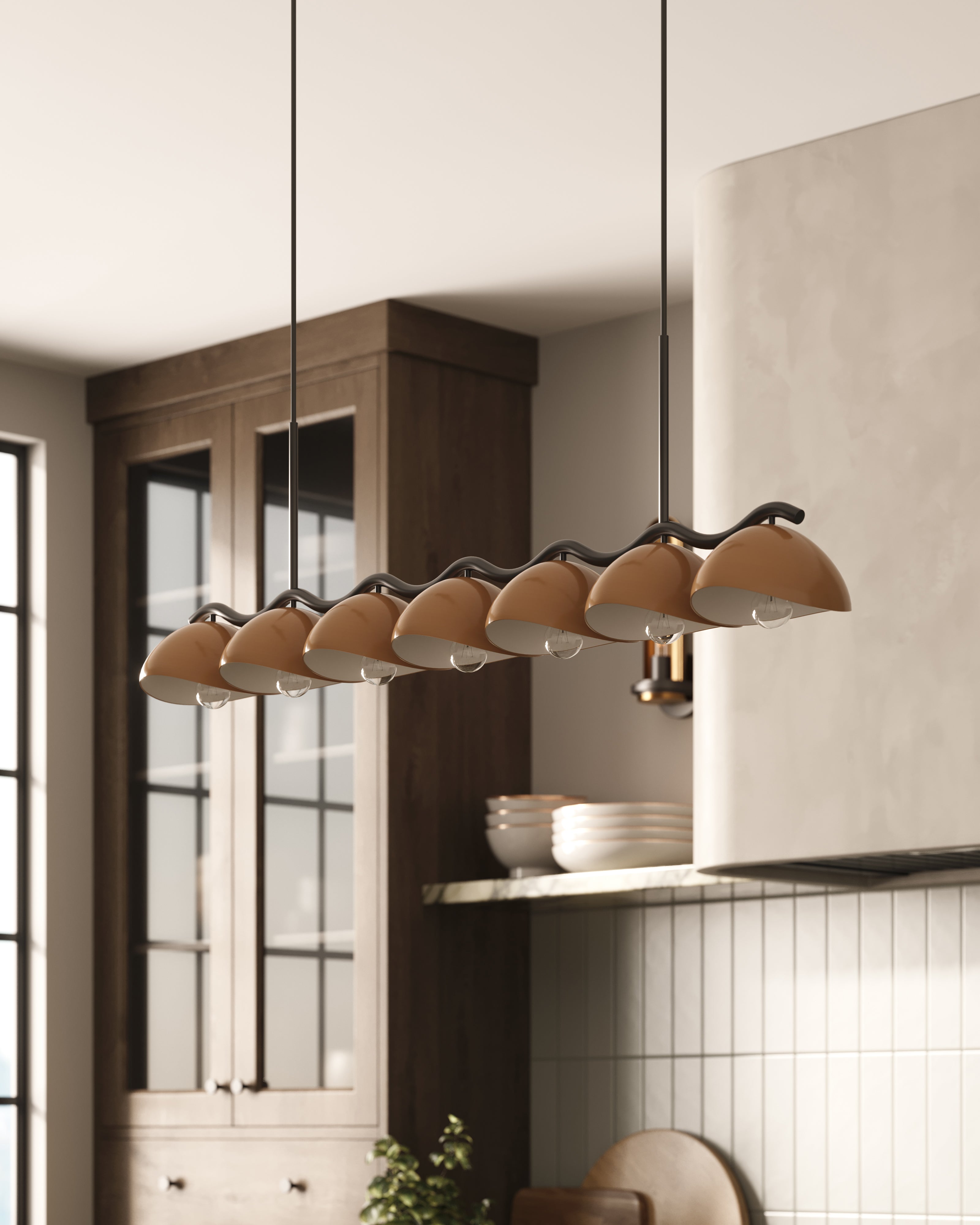 Erza 42" Socket Linear Pendant in Black/Peach
