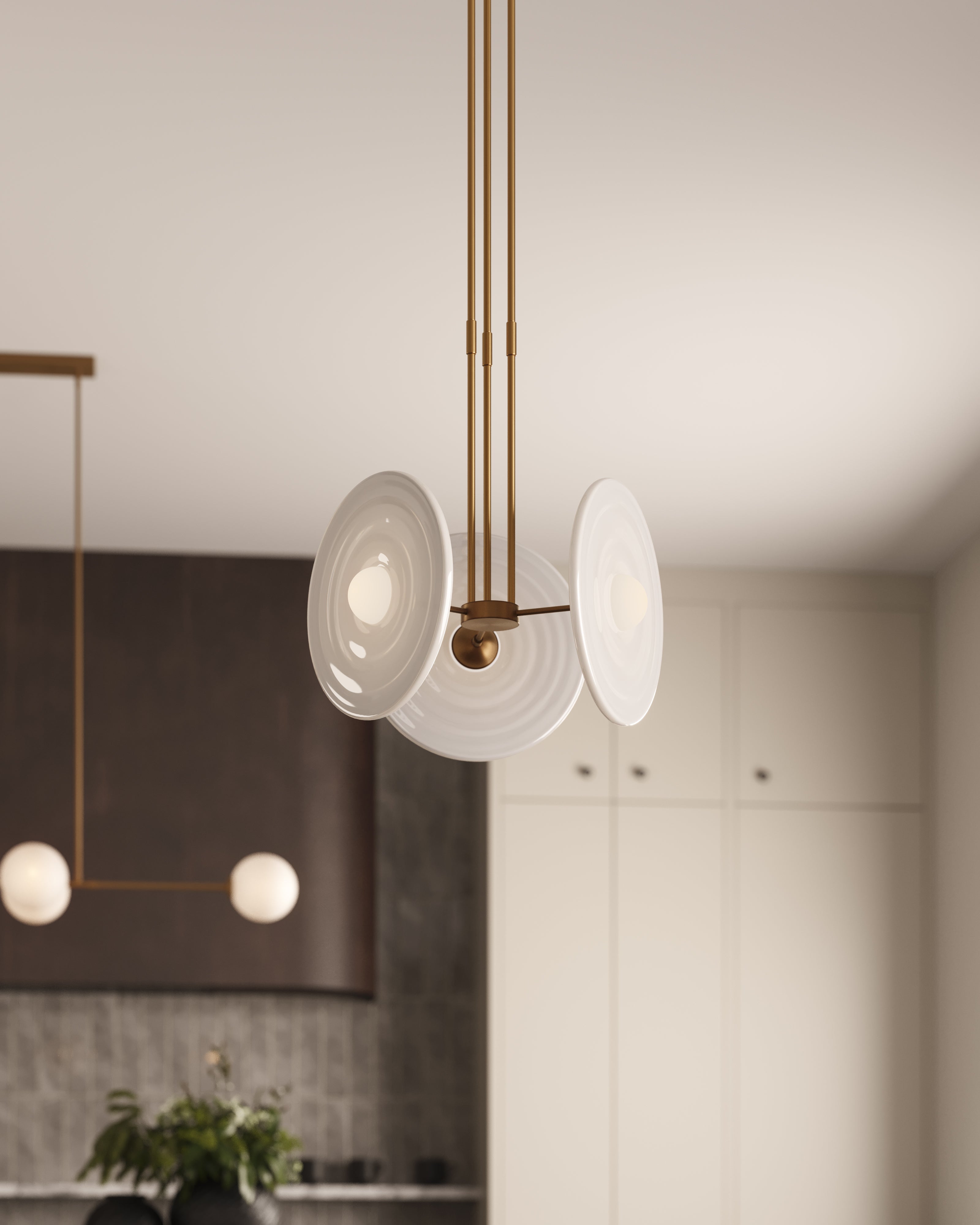 Lumira 18" LED Pendant in Vintage Brass/Glossy Opal