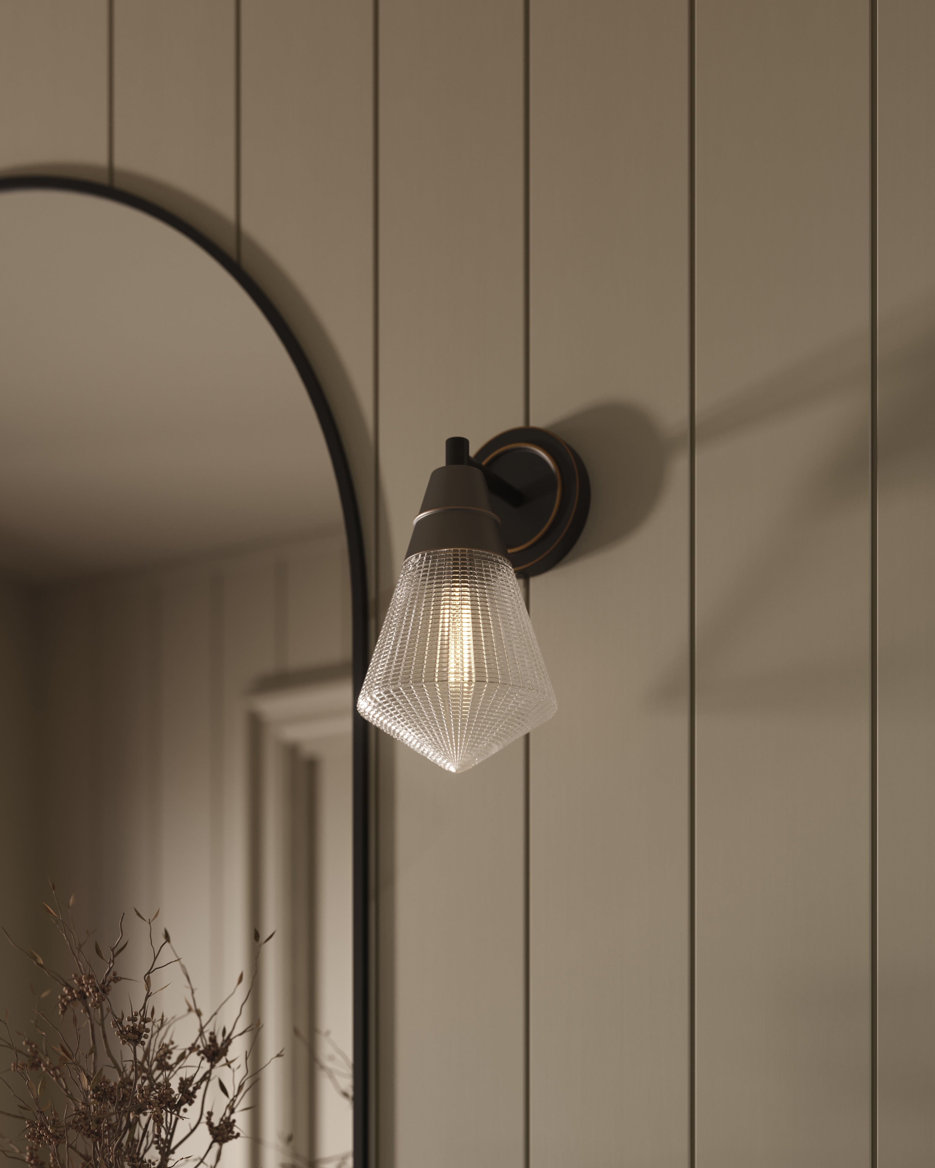 Irene 6" 1 Light Wall/Vanity Light in Urban Bronze/Prismatic Glass