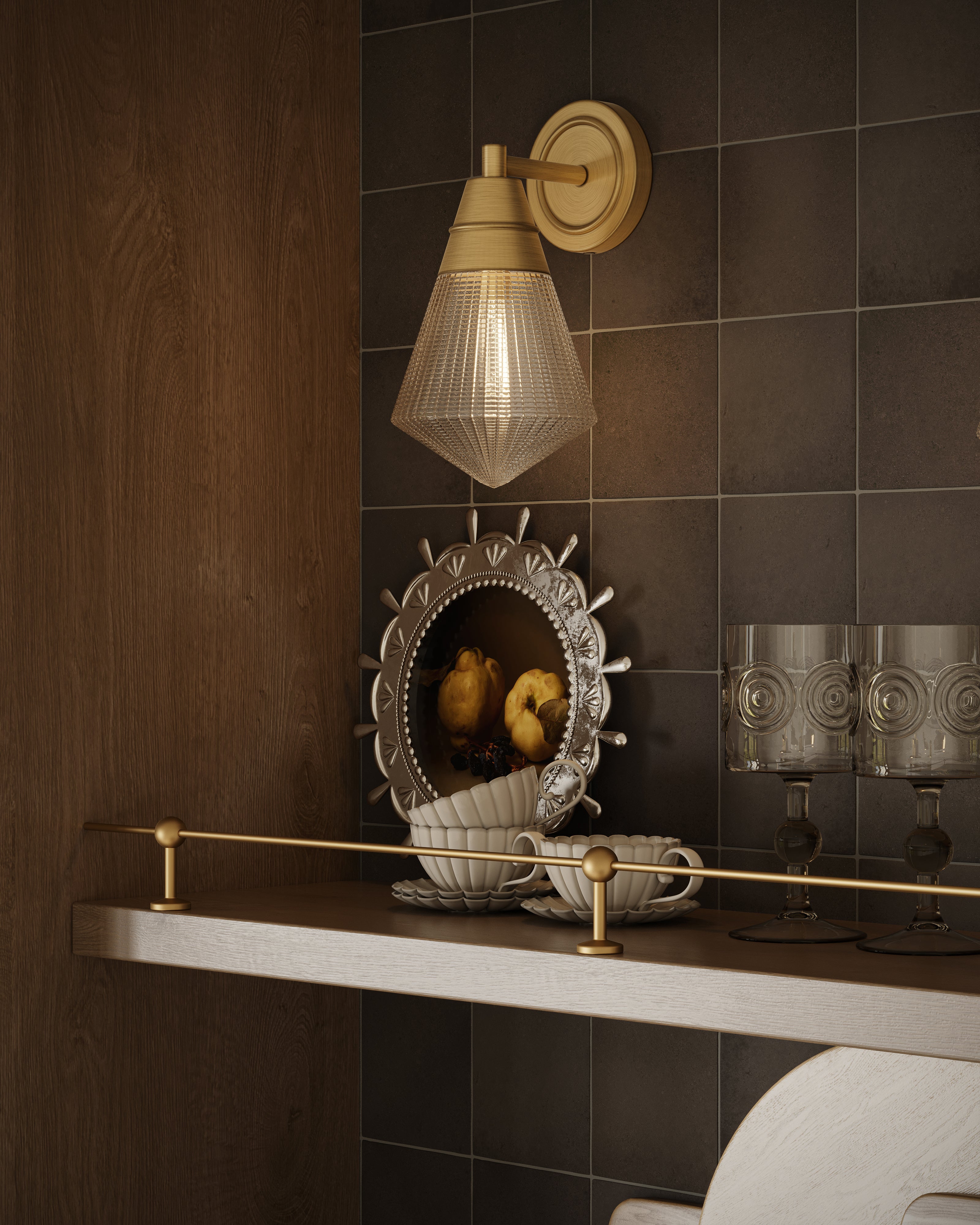 Irene 6" 1 Light Wall/Vanity Light in Vintage Brass/Prismatic Glass