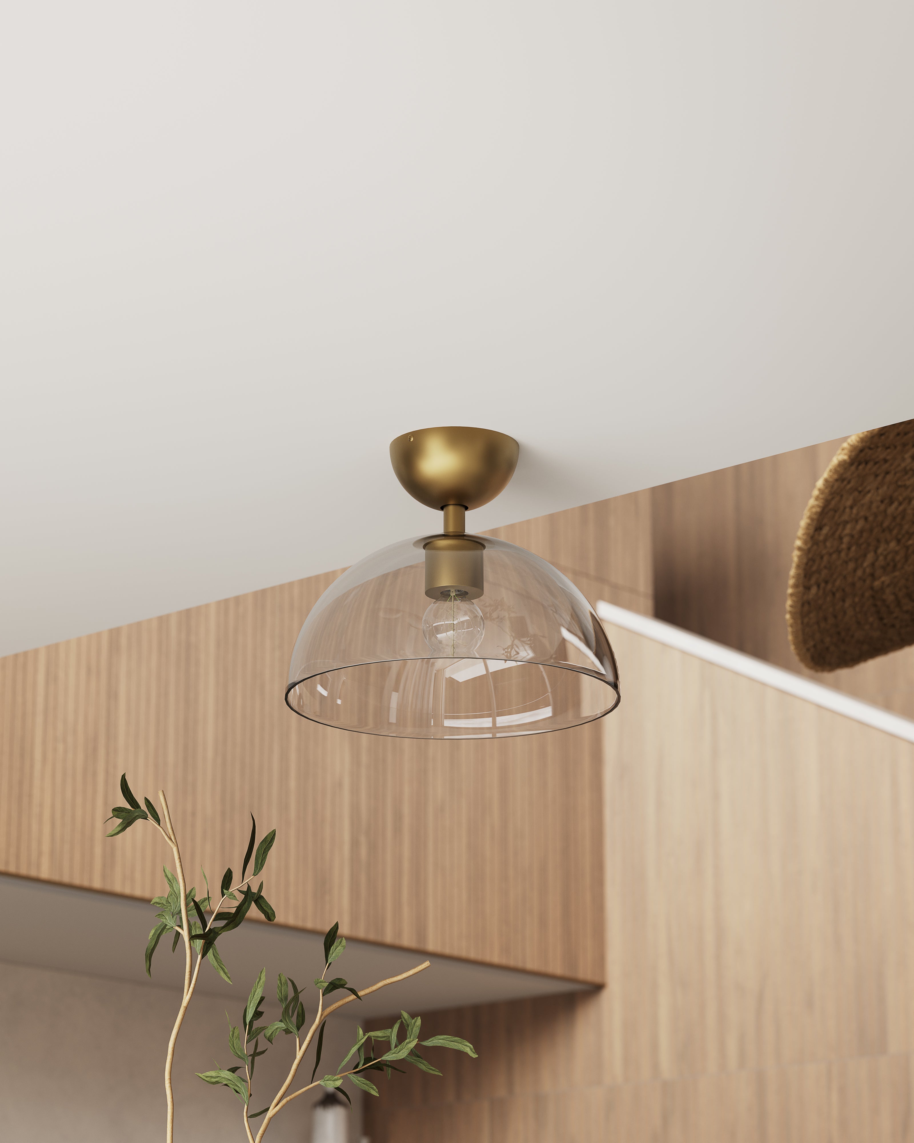 Merrill 12" 1 Light Semi-Flush Mount in Brushed Gold/Clear Glass