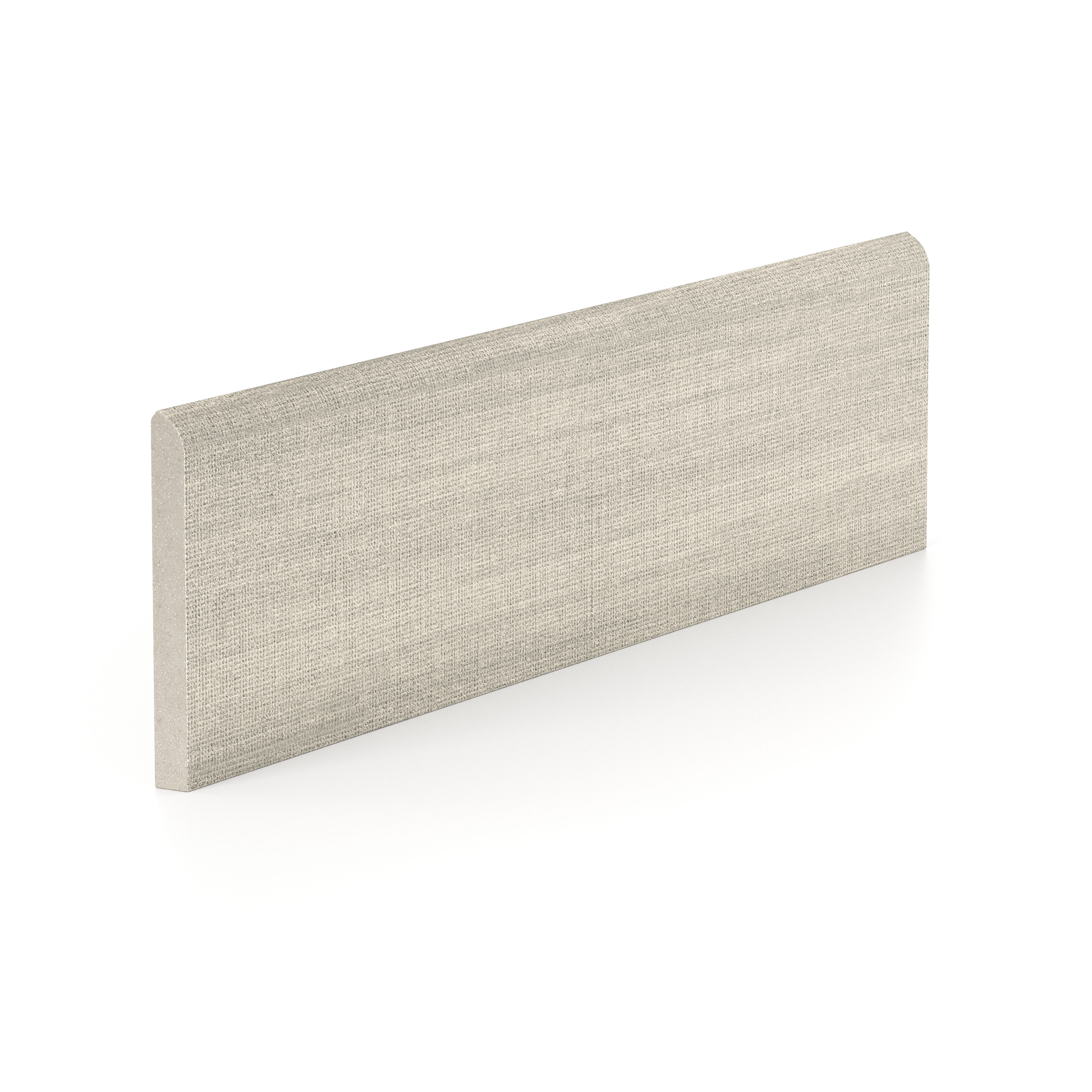 Riley 3x12 Matte Porcelain Bullnose Tile in Linen Pattern Oyster