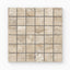 Neutral beige travertine-look porcelain 2x2 matte mosaic tile showcasing gentle variation, fine texture, and a refined natural finish.