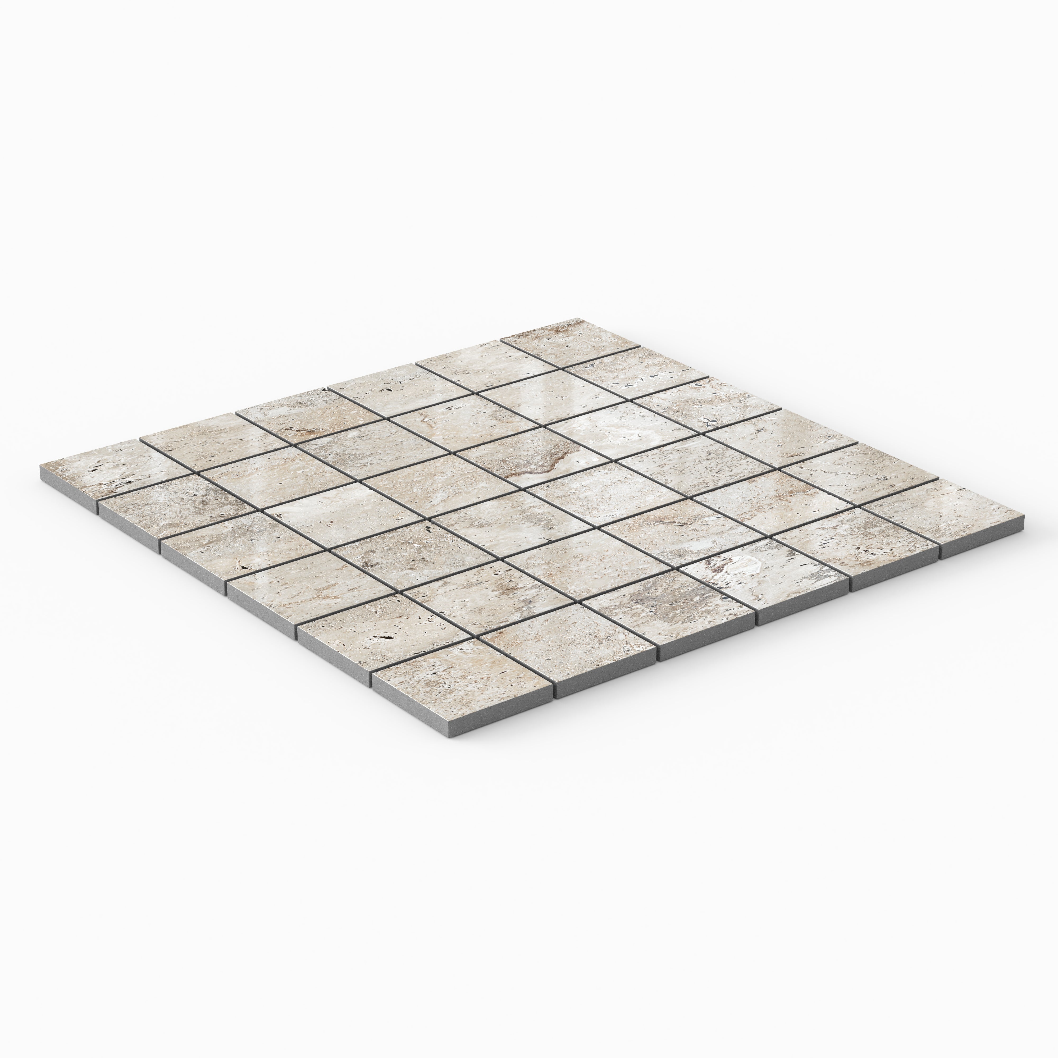 Marlow 2x2 Polished Porcelain Mosaic Tile in Silver