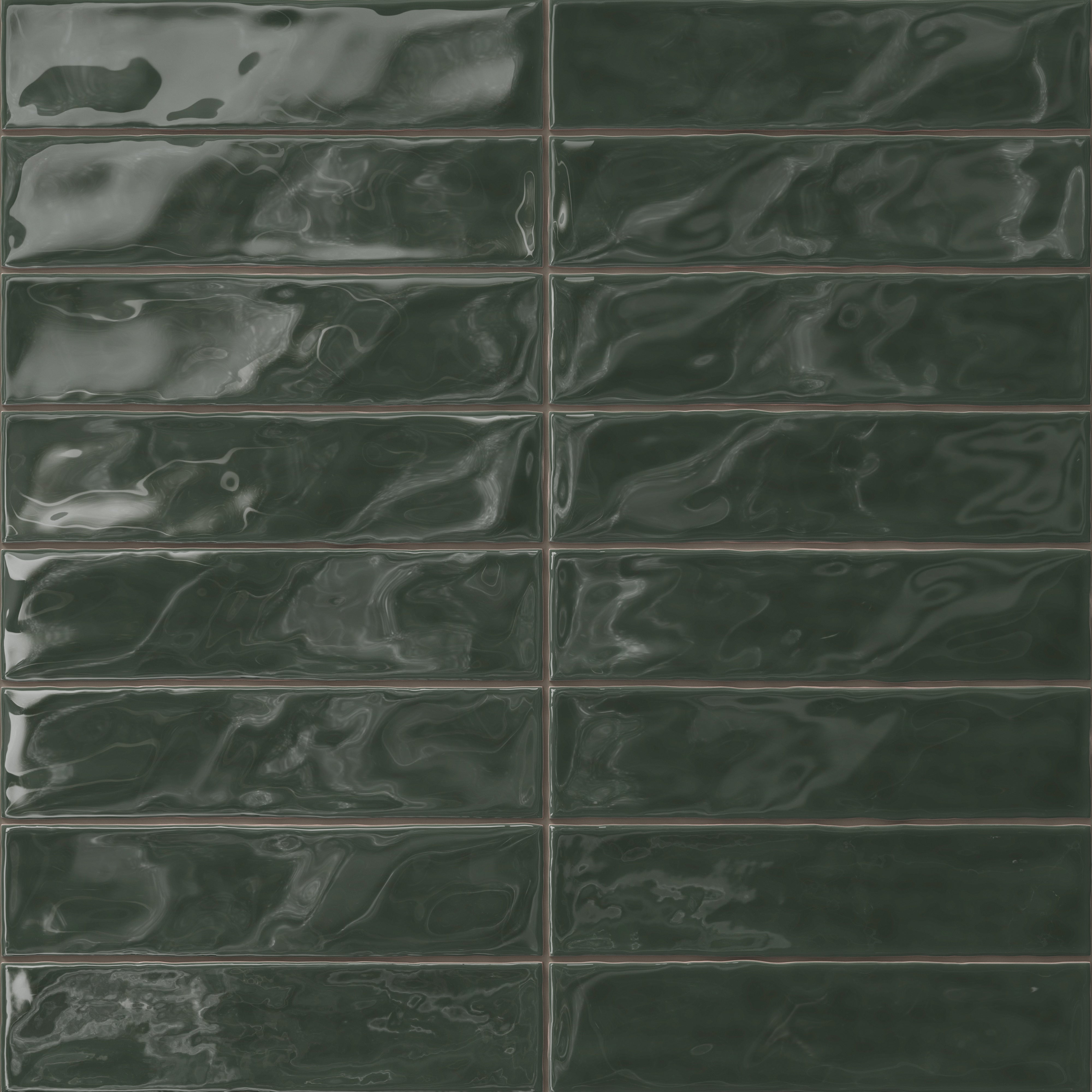 Harper 3 x 12 Glossy Ceramic Tile in Feathered Dark Green