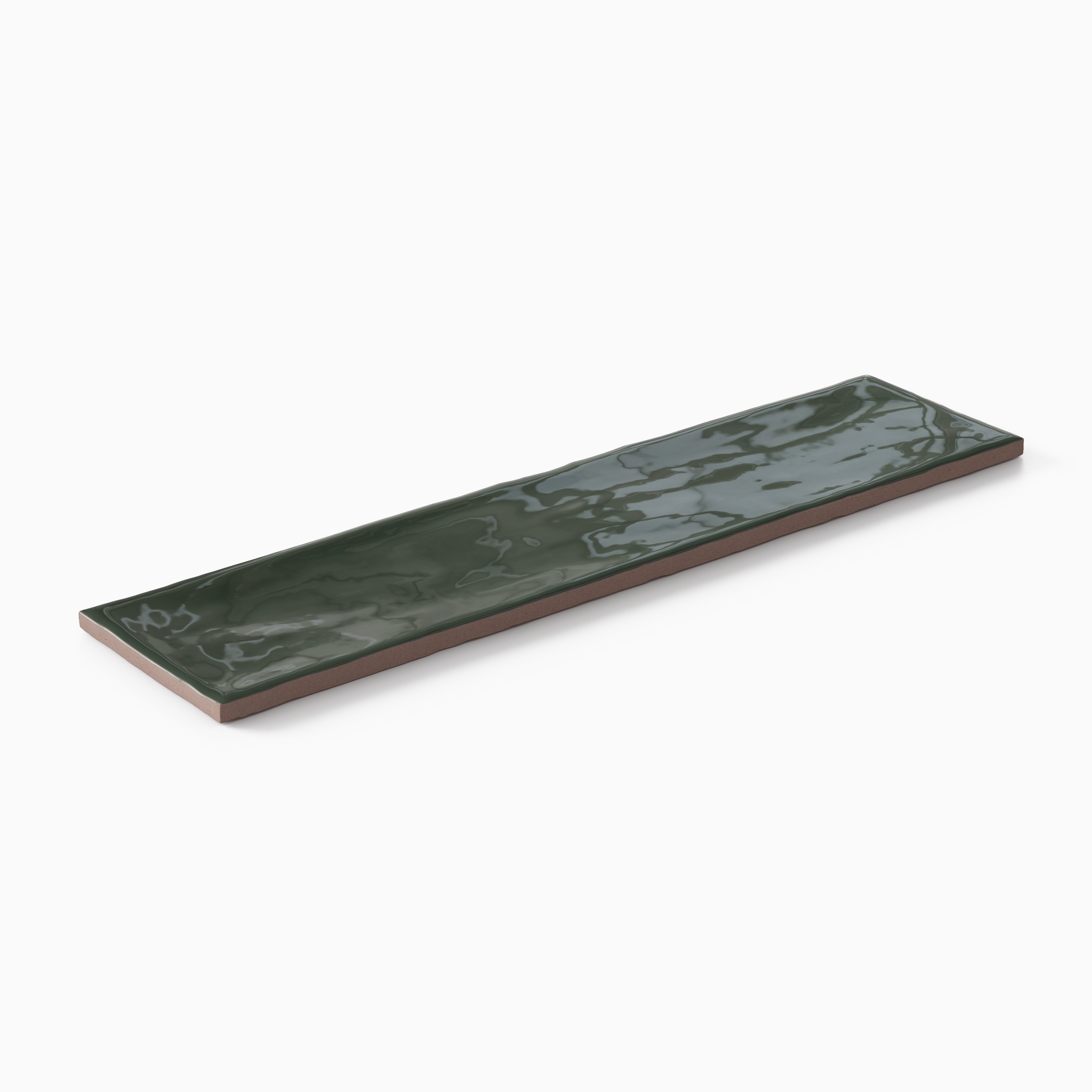 Harper 3 x 12 Glossy Ceramic Tile in Feathered Dark Green