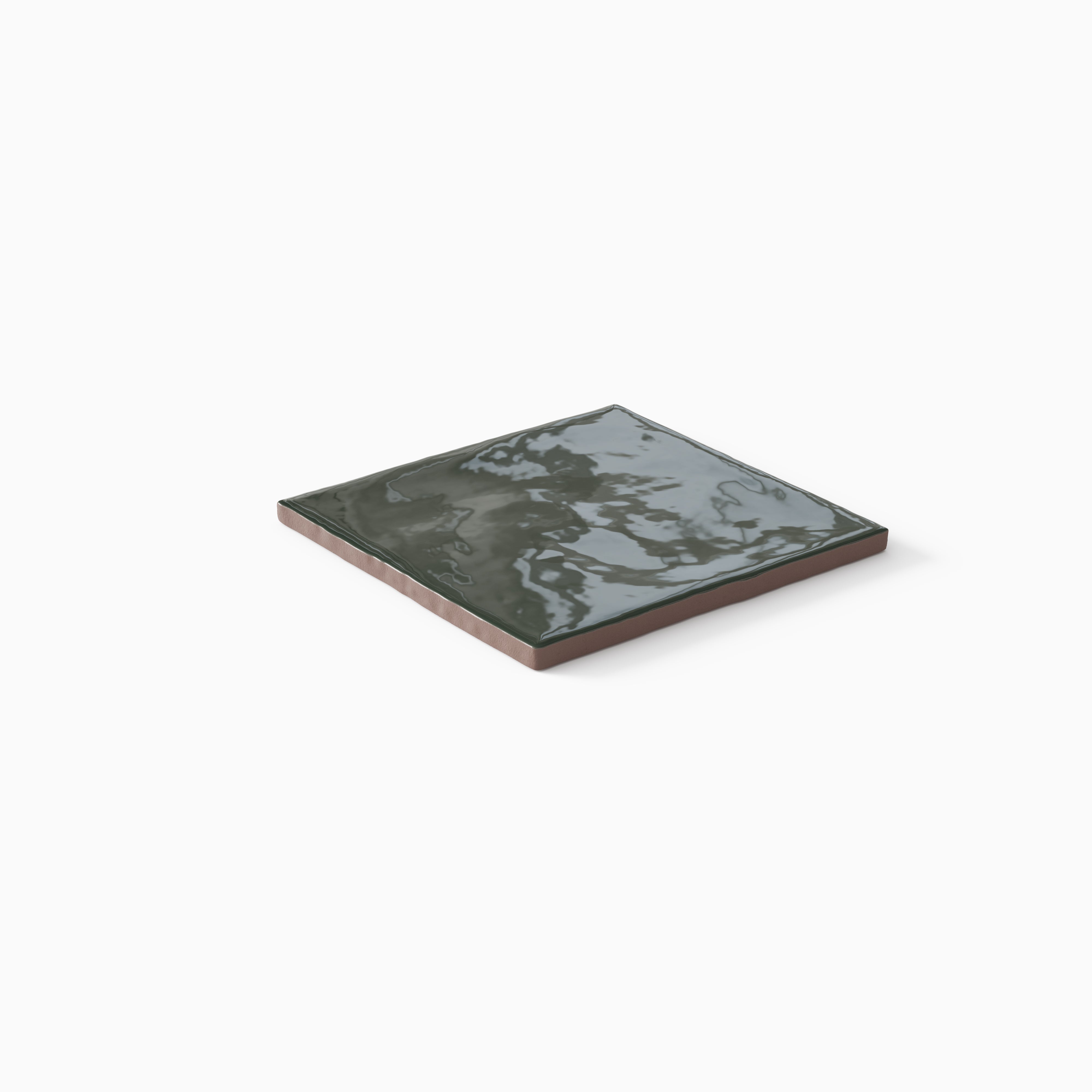 Harper 5 x 5 Glossy Ceramic Tile in Feathered Dark Green