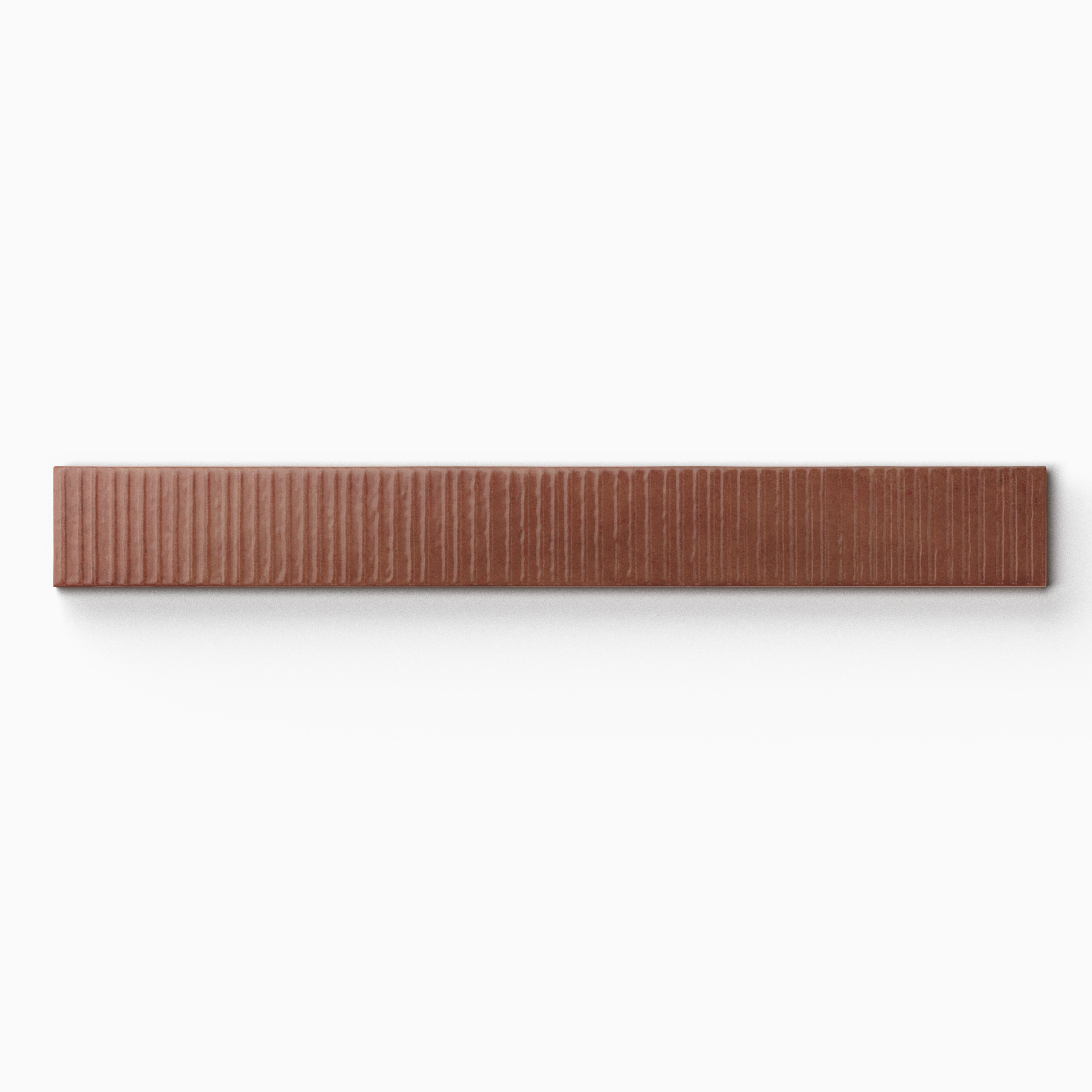 Remi 2x17 Glossy Ceramic Tile in Rust Deco