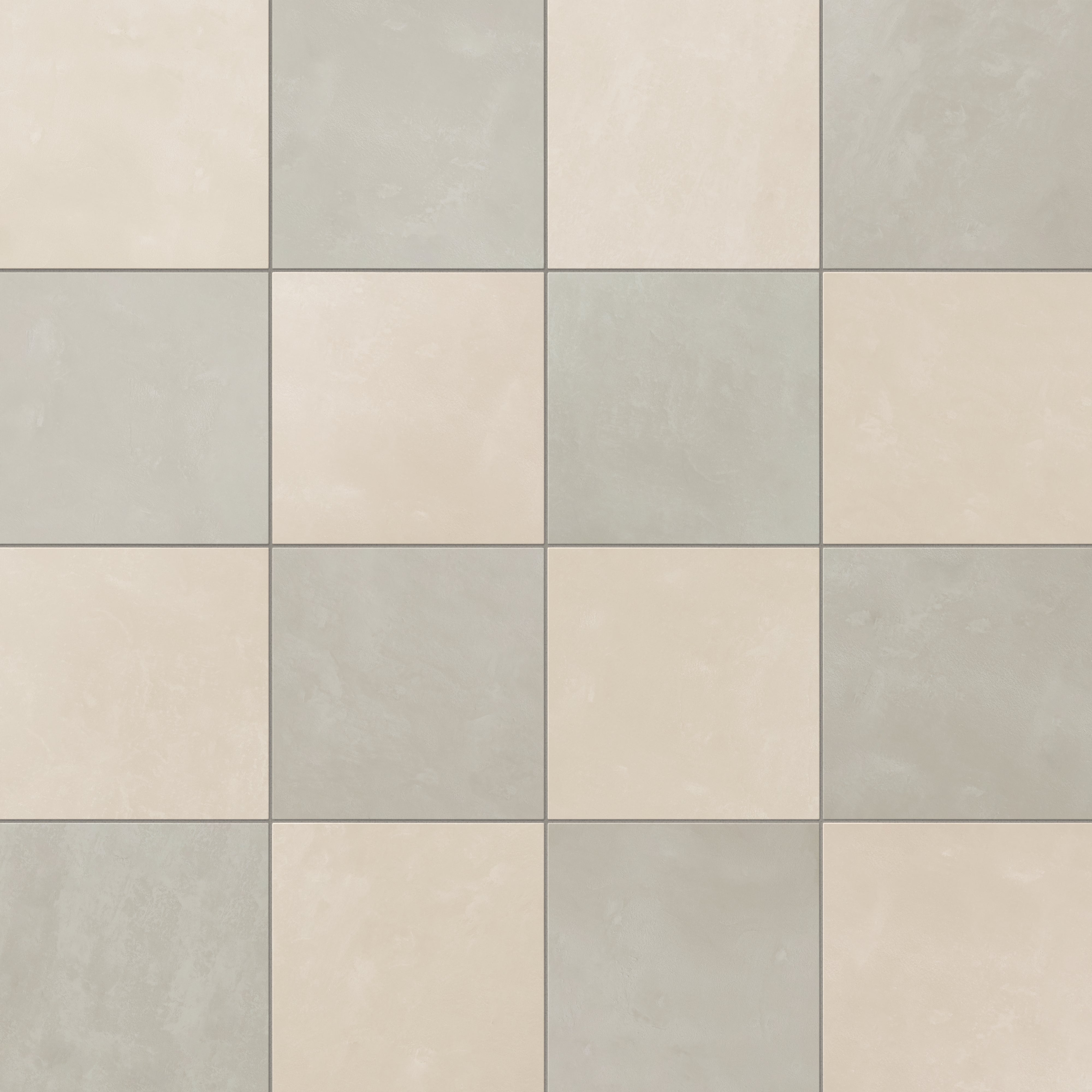 Isabel 6 x 6 Checkerboard Matte Porcelain Tile in Frosted Linen and Silverstone