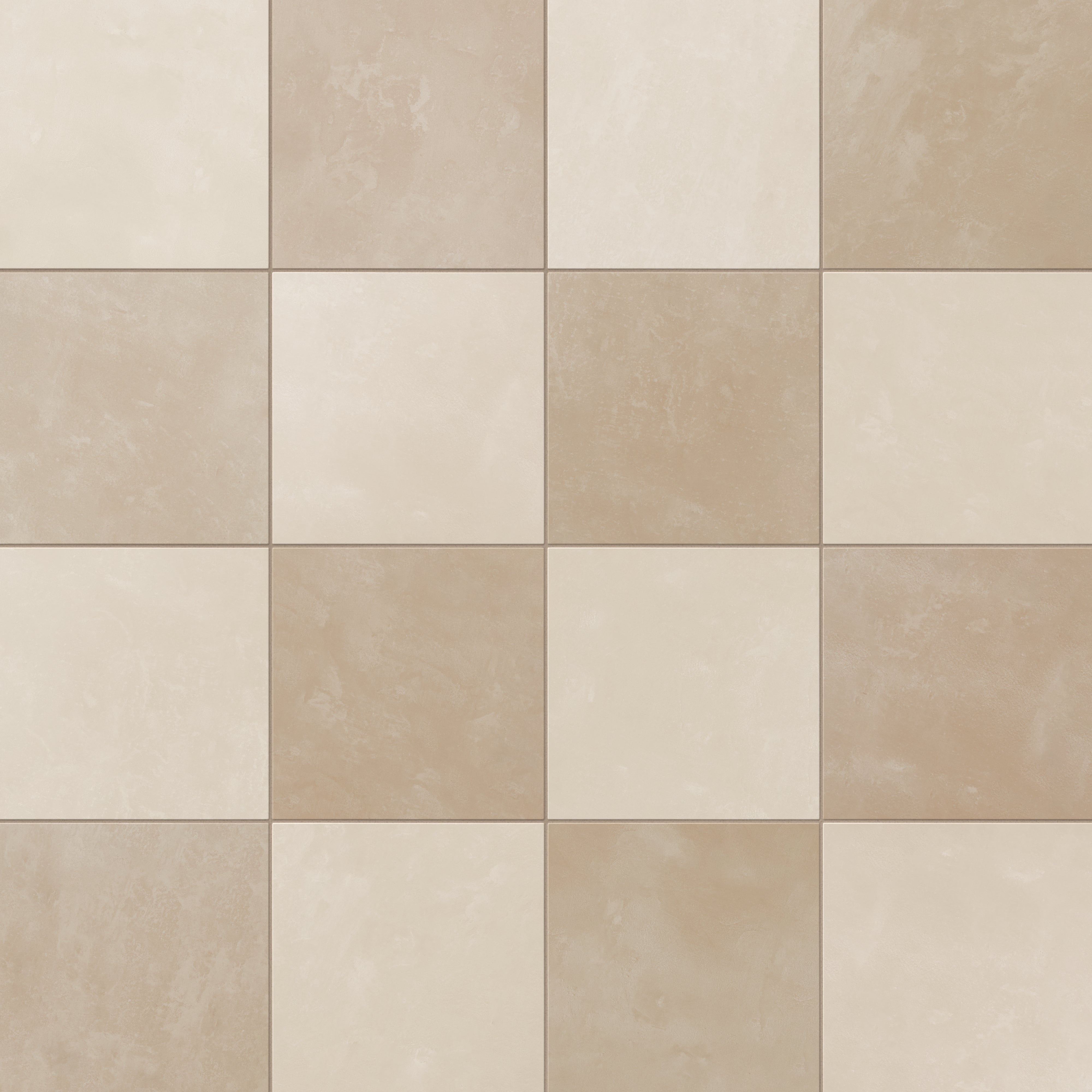 Isabel 6 x 6 Checkerboard Matte Porcelain Tile in Frosted Linen and Sahara Sand