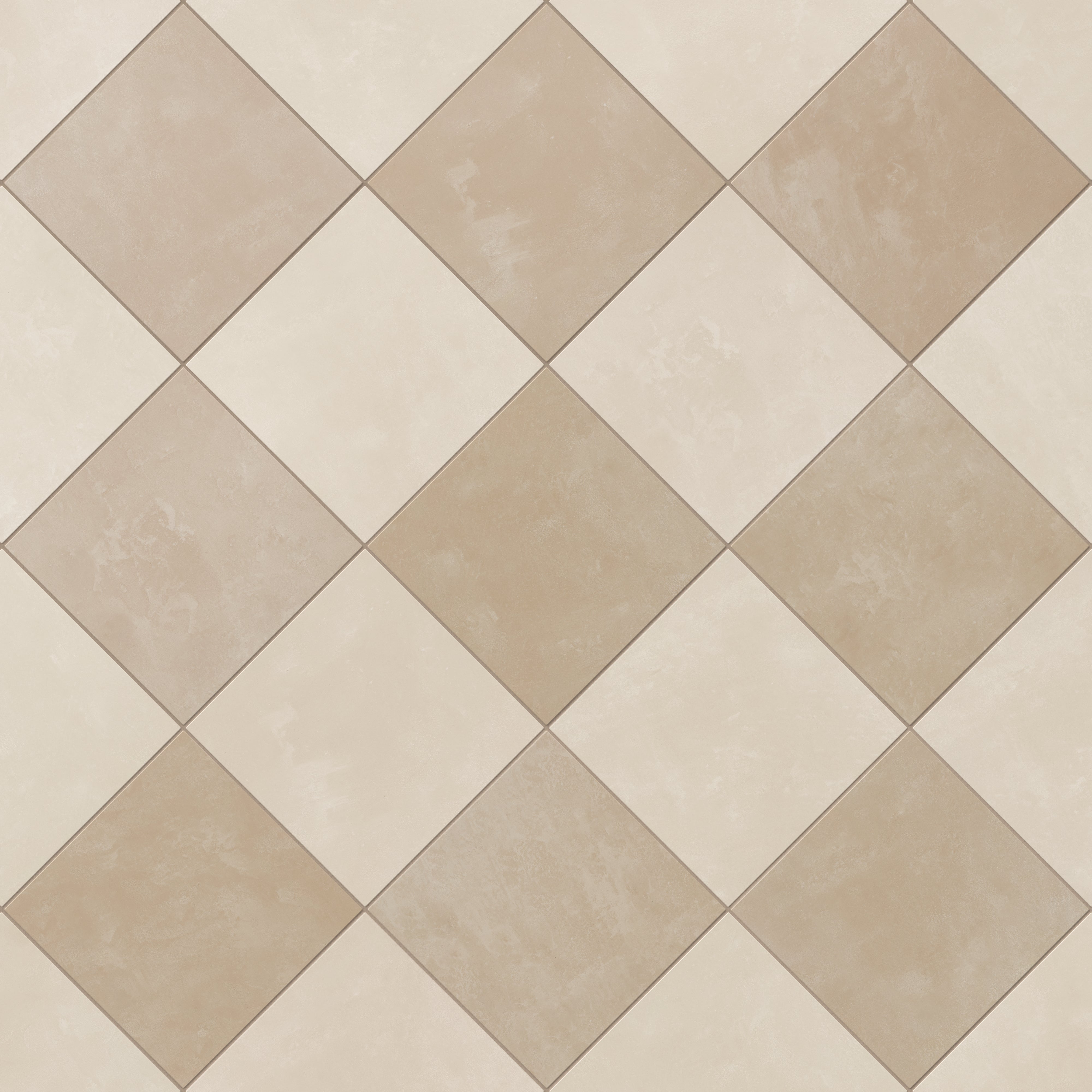 Isabel 6 x 6 Checkerboard Matte Porcelain Tile in Frosted Linen and Sahara Sand