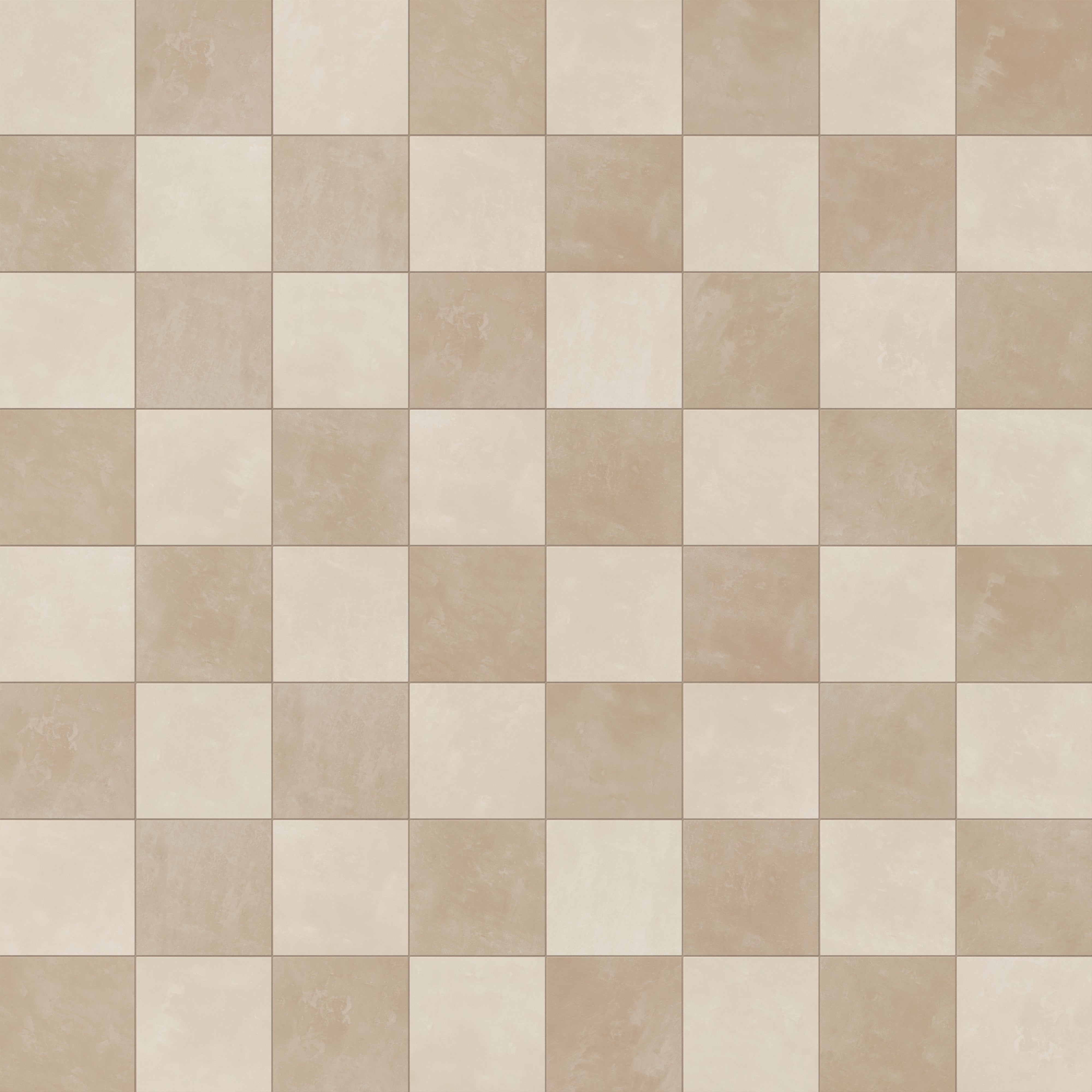 Isabel 6 x 6 Checkerboard Matte Porcelain Tile in Frosted Linen and Sahara Sand
