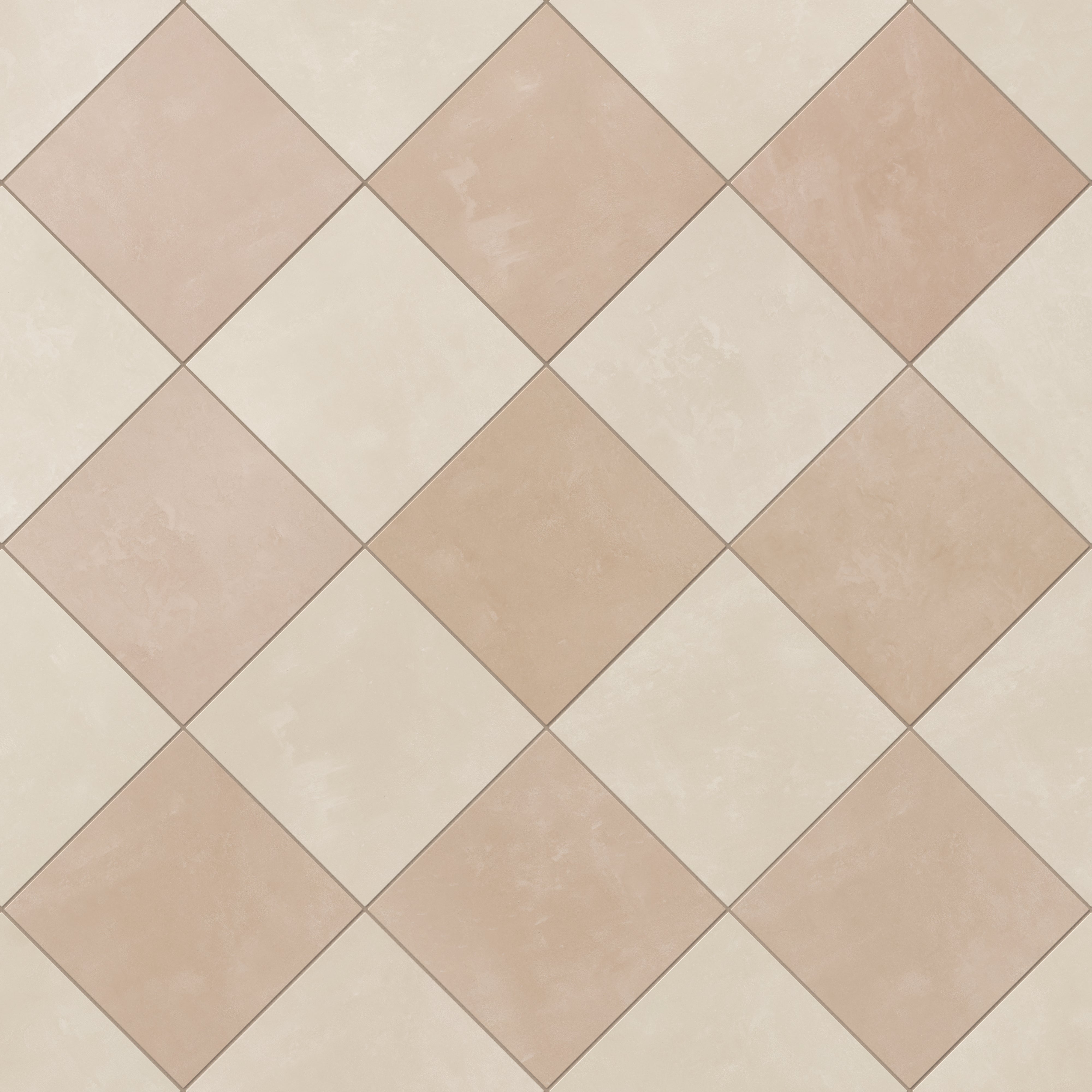 Isabel 6 x 6 Checkerboard Matte Porcelain Tile in Frosted Linen and Dusty Rose