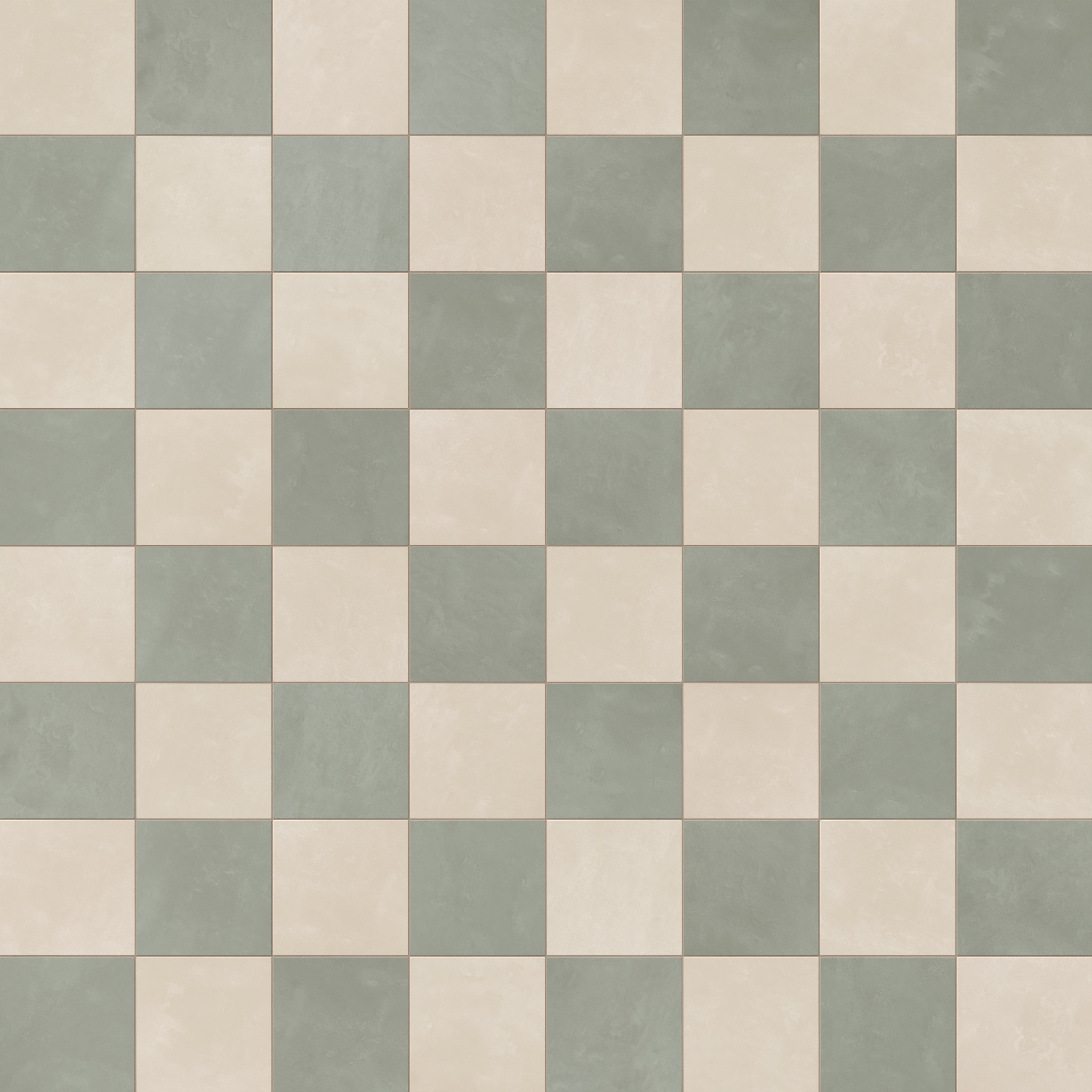 Isabel 6 x 6 Checkerboard Matte Porcelain Tile in Frosted Linen and Soft Sage