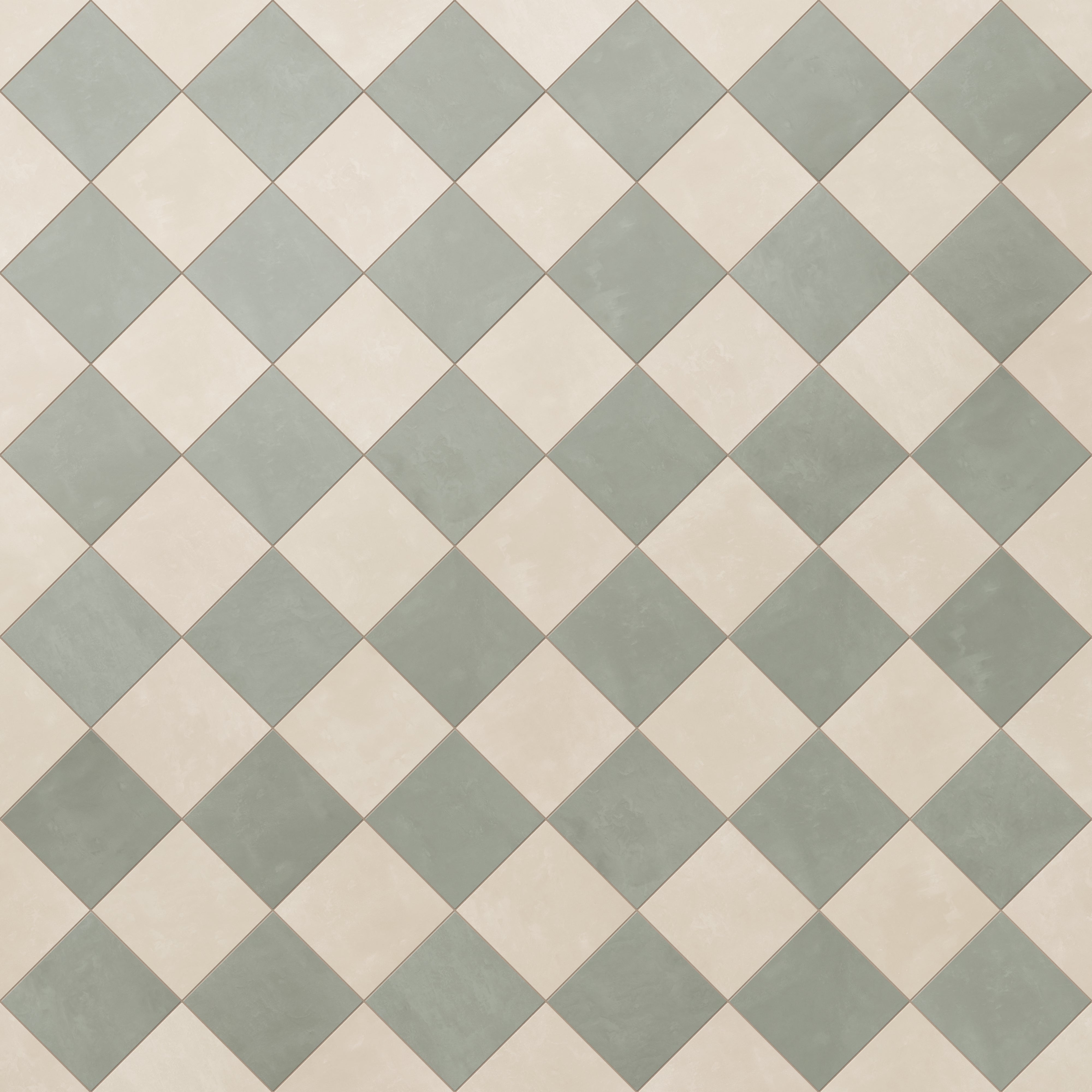 Isabel 6 x 6 Checkerboard Matte Porcelain Tile in Frosted Linen and Soft Sage