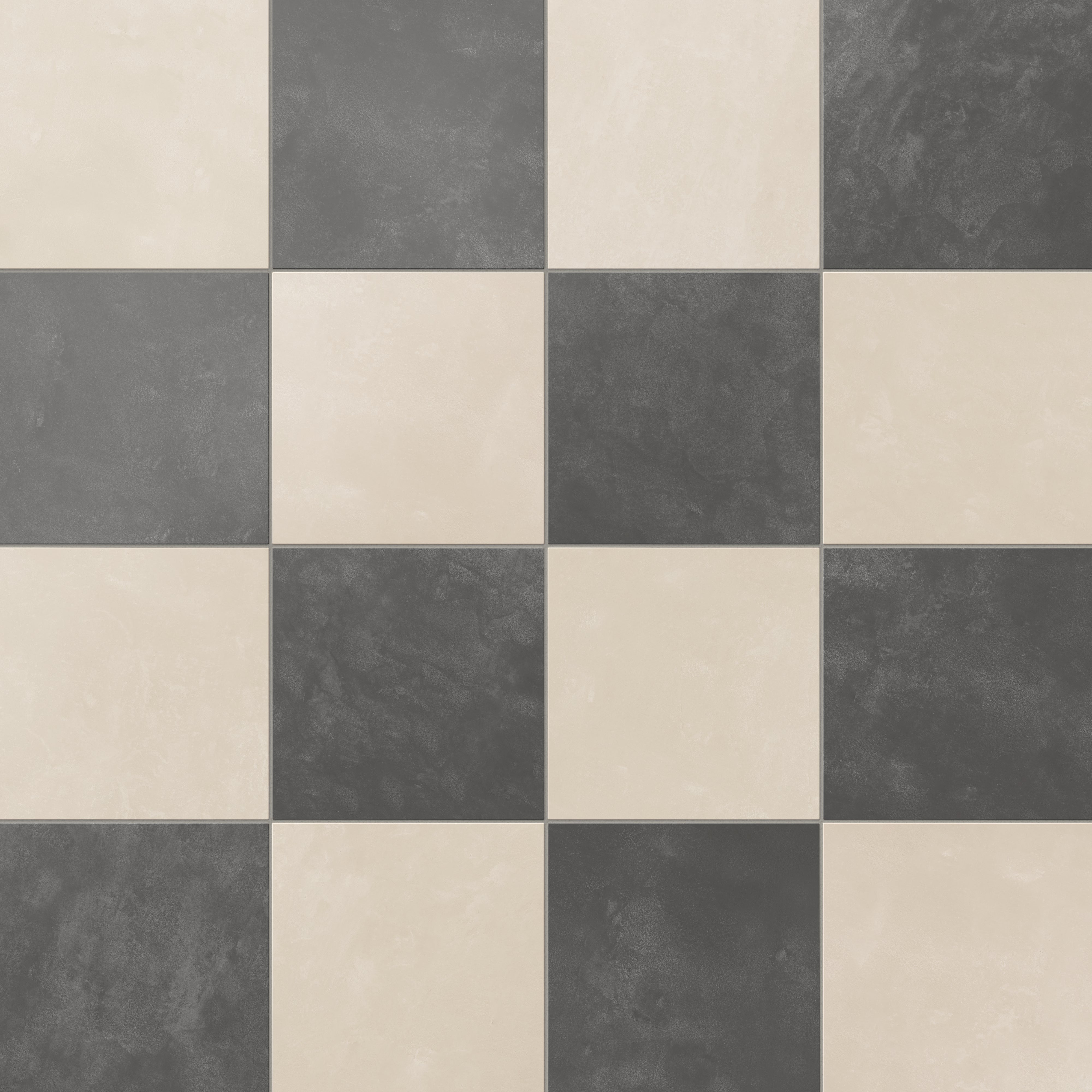 Isabel 6 x 6 Checkerboard Matte Porcelain Tile in Frosted Linen and Midnight Slate