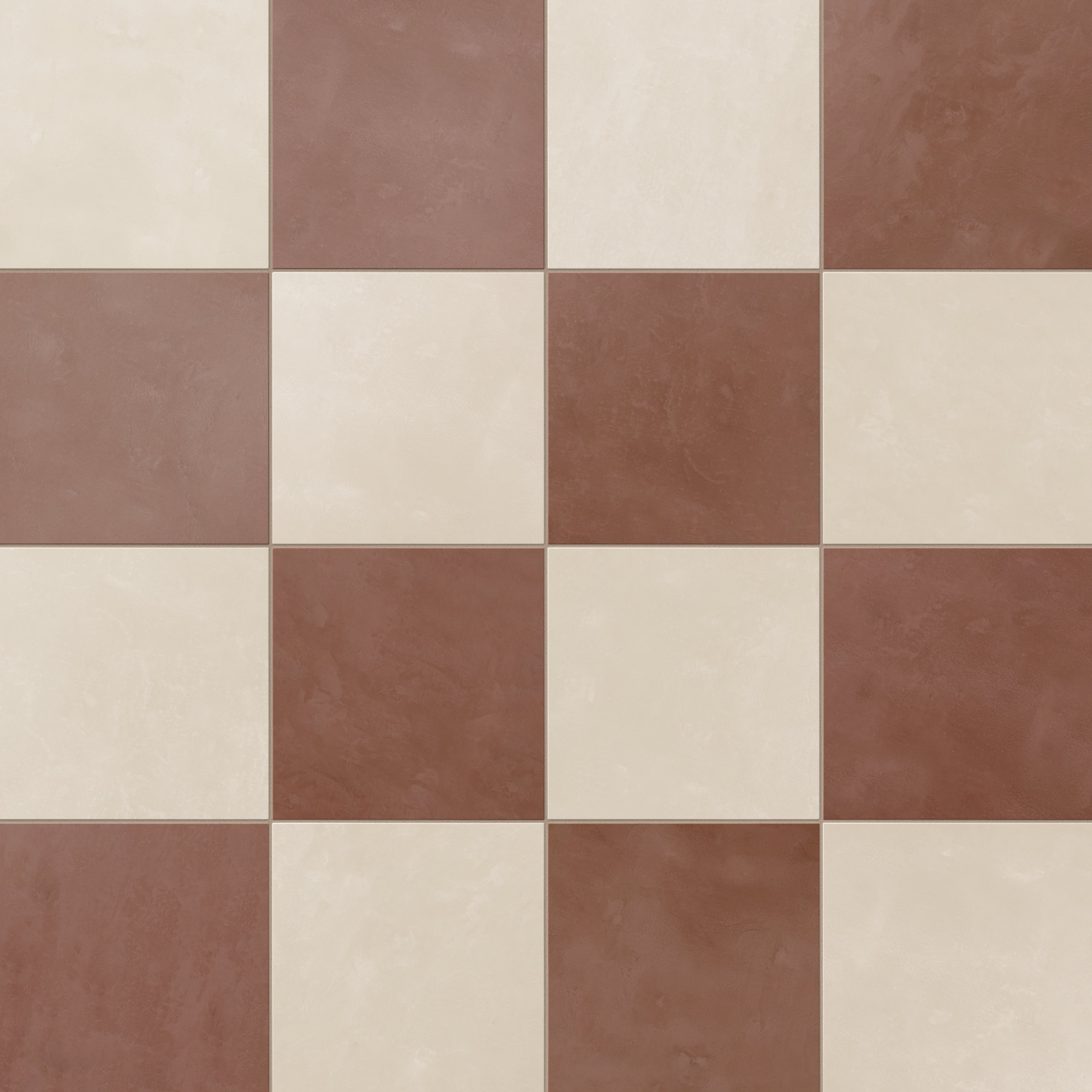 Isabel 6 x 6 Checkerboard Matte Porcelain Tile in Frosted Linen and Burnt Umber