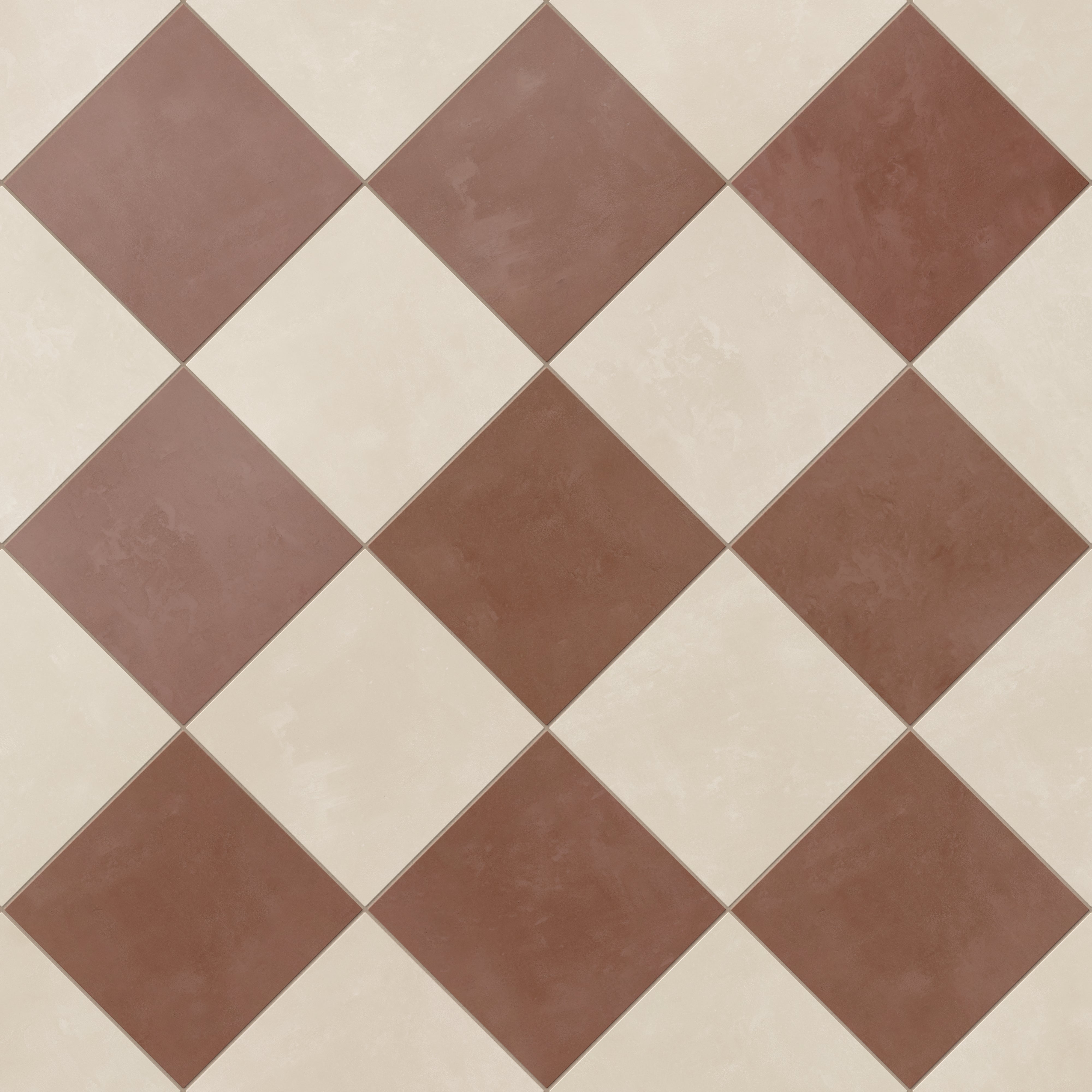 Isabel 6 x 6 Checkerboard Matte Porcelain Tile in Frosted Linen and Burnt Umber