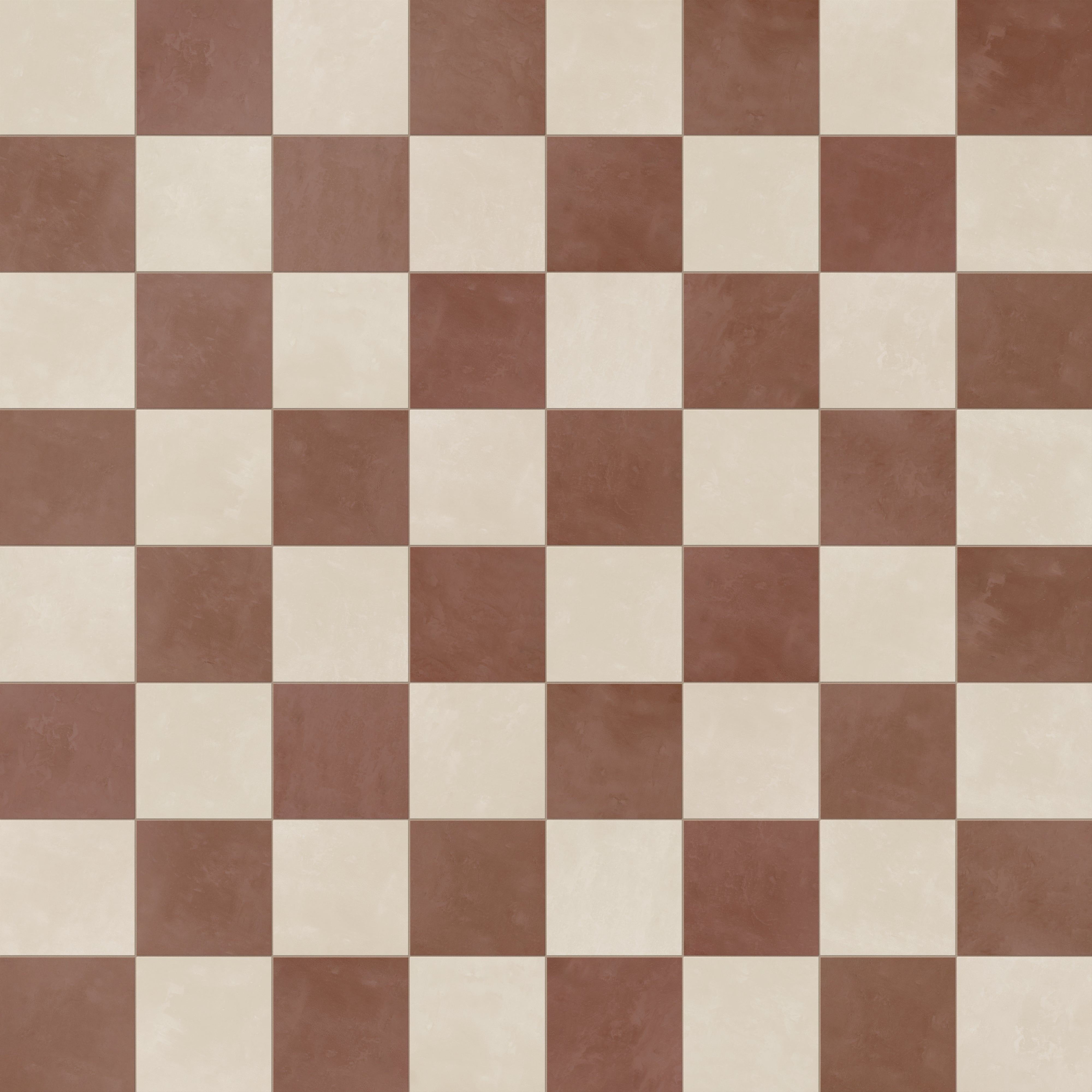 Isabel 6 x 6 Checkerboard Matte Porcelain Tile in Frosted Linen and Burnt Umber