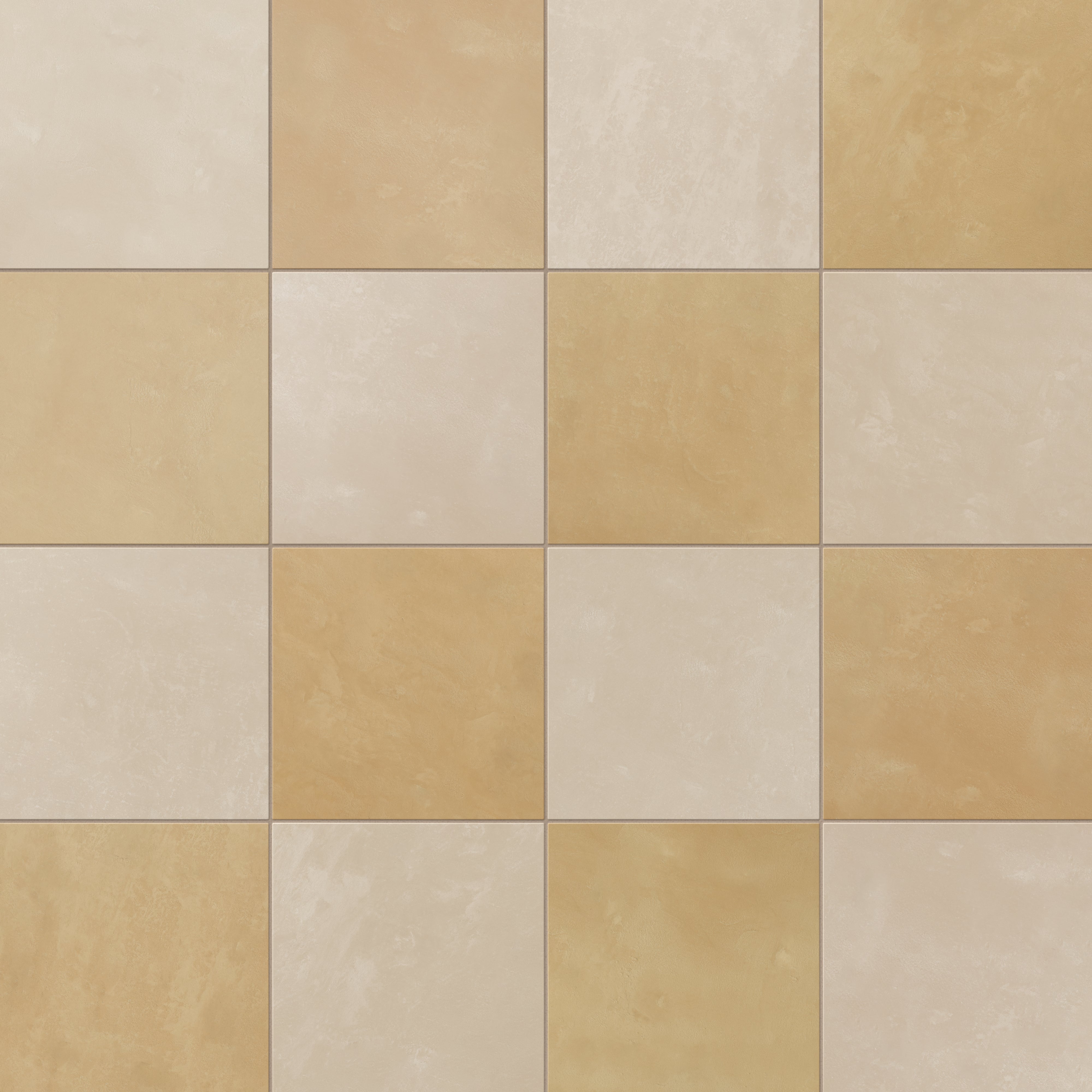 Isabel 6 x 6 Checkerboard Matte Porcelain Tile in Almond Mist and Golden Sky