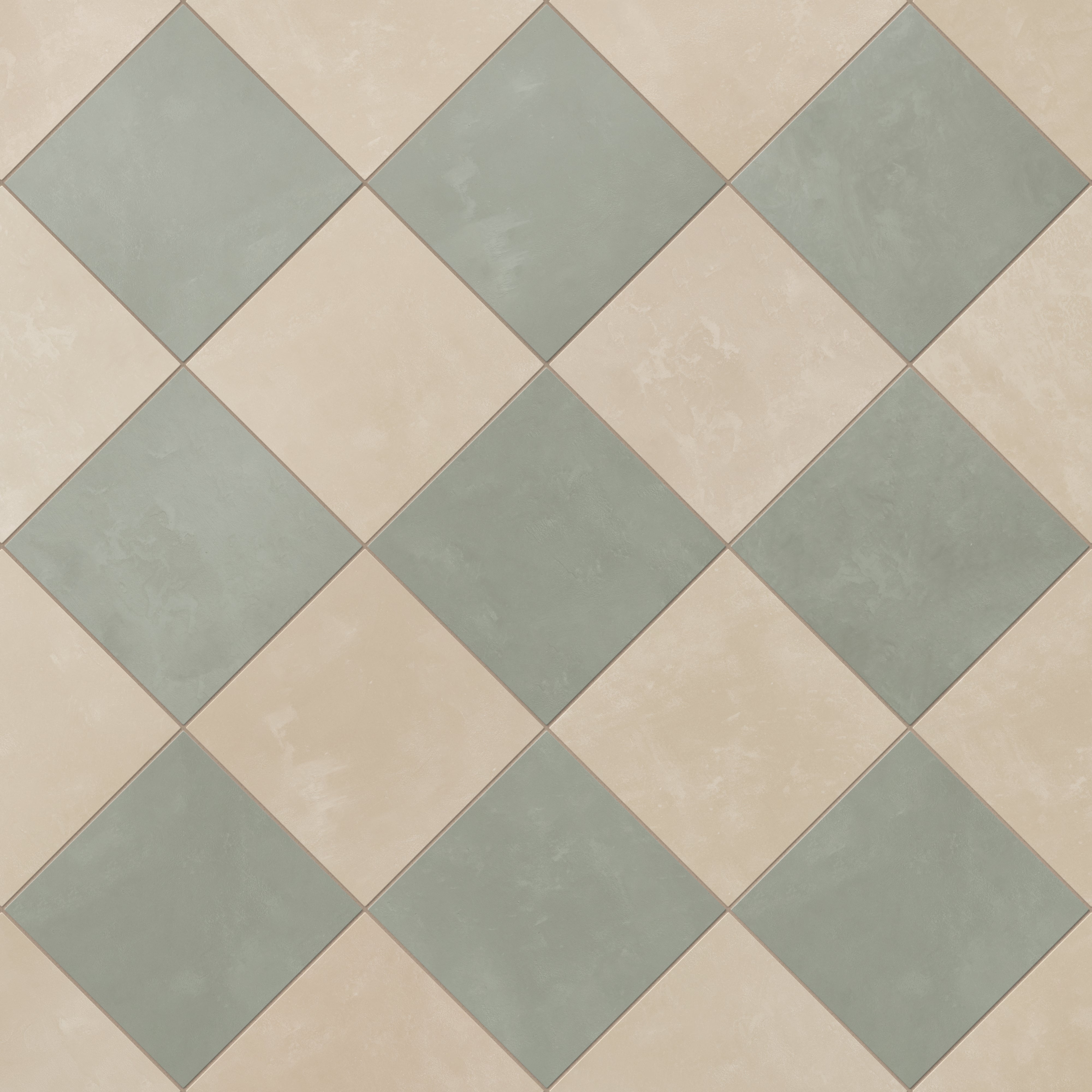 Isabel 6 x 6 Checkerboard Matte Porcelain Tile in Almond Mist and Soft Sage