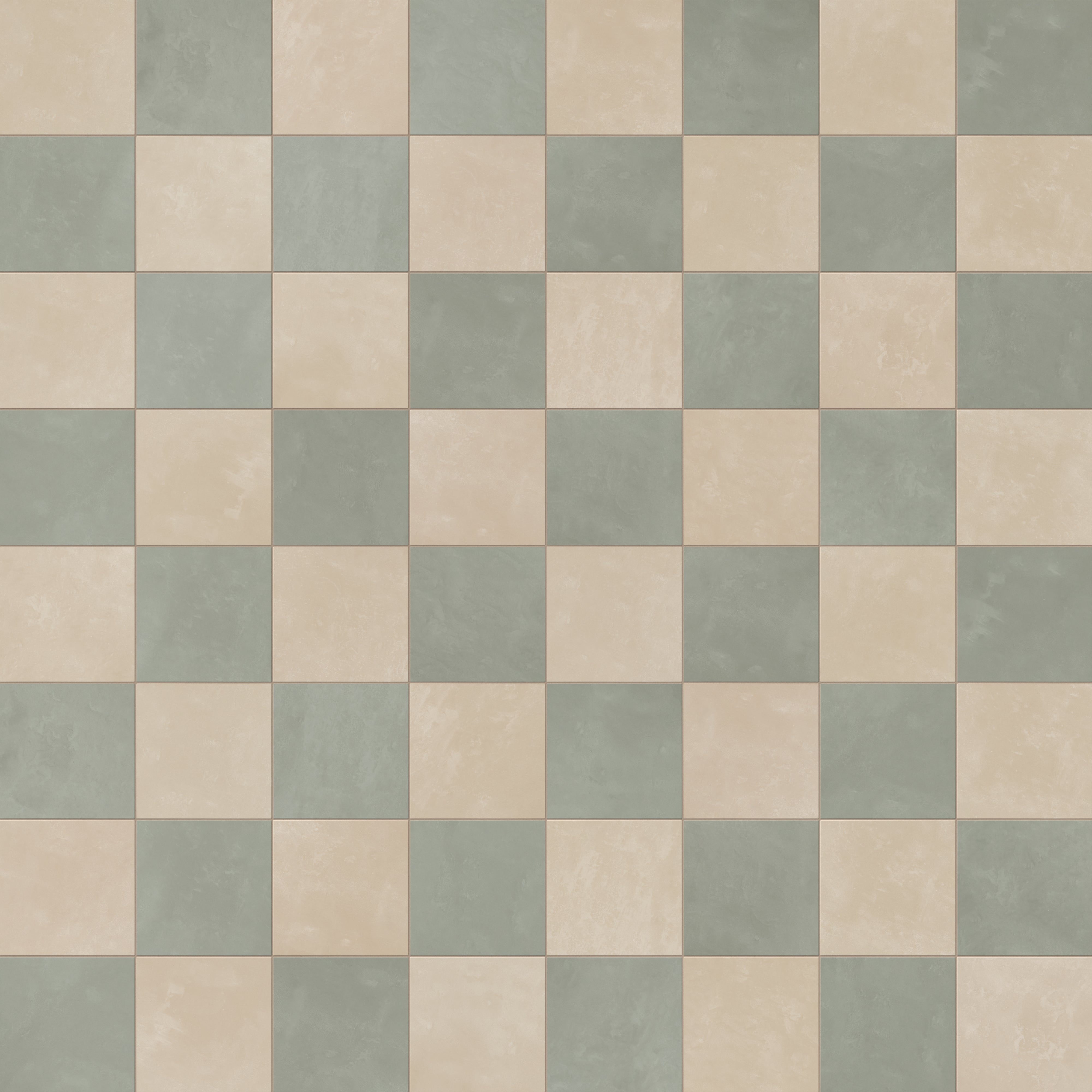 Isabel 6 x 6 Checkerboard Matte Porcelain Tile in Almond Mist and Soft Sage