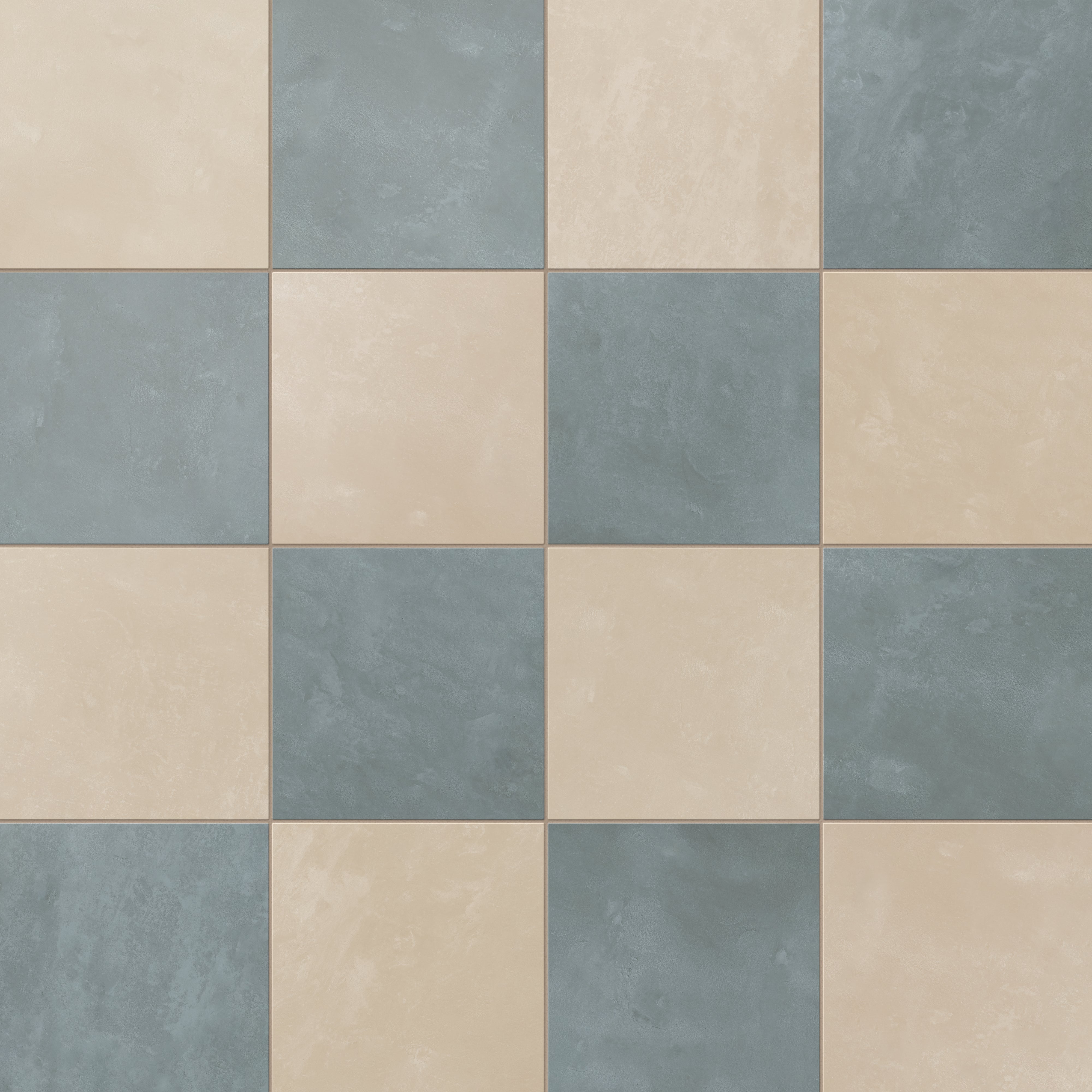 Isabel 6 x 6 Checkerboard Matte Porcelain Tile in Almond Mist and Saltwater