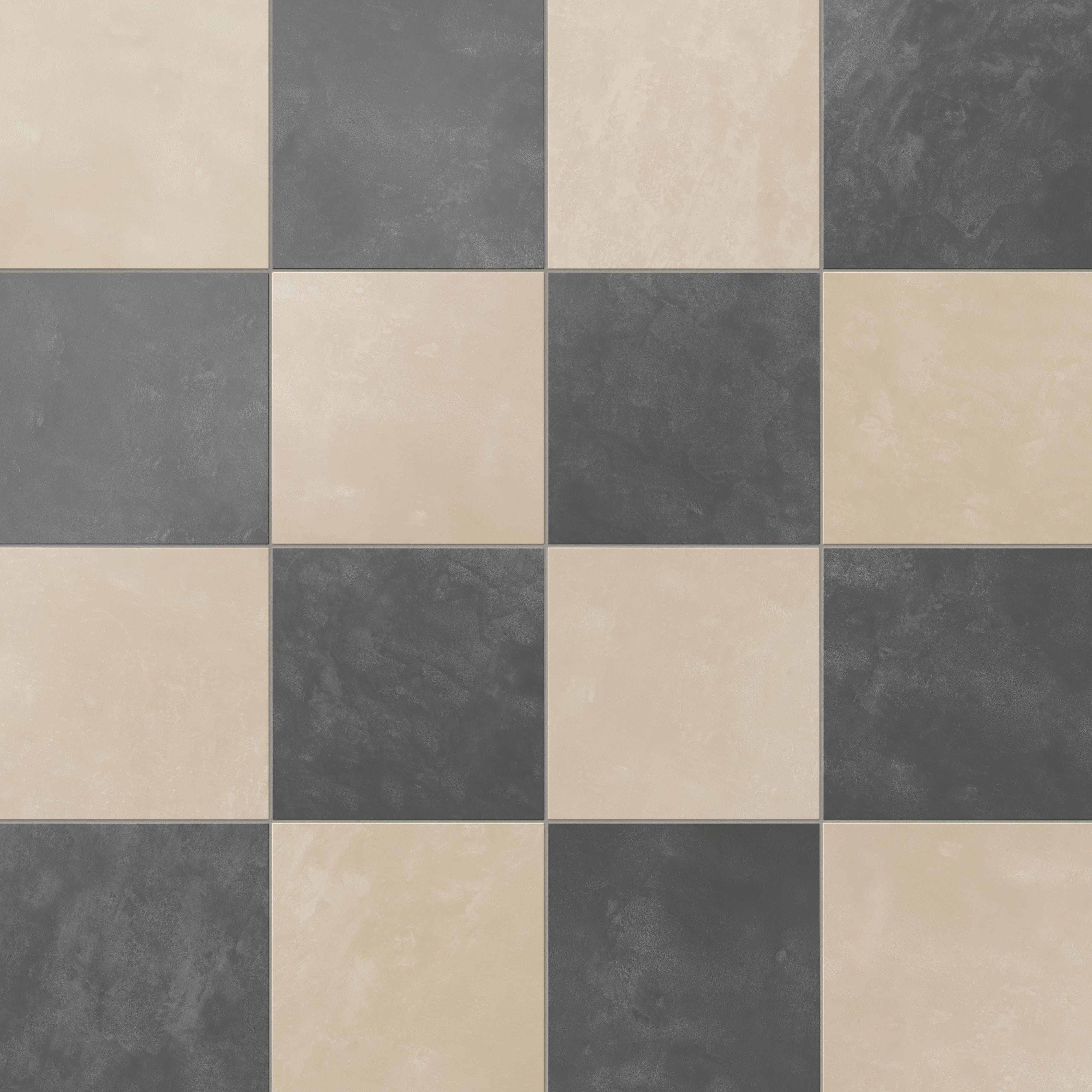 Isabel 6 x 6 Checkerboard Matte Porcelain Tile in Almond Mist and Midnight Slate
