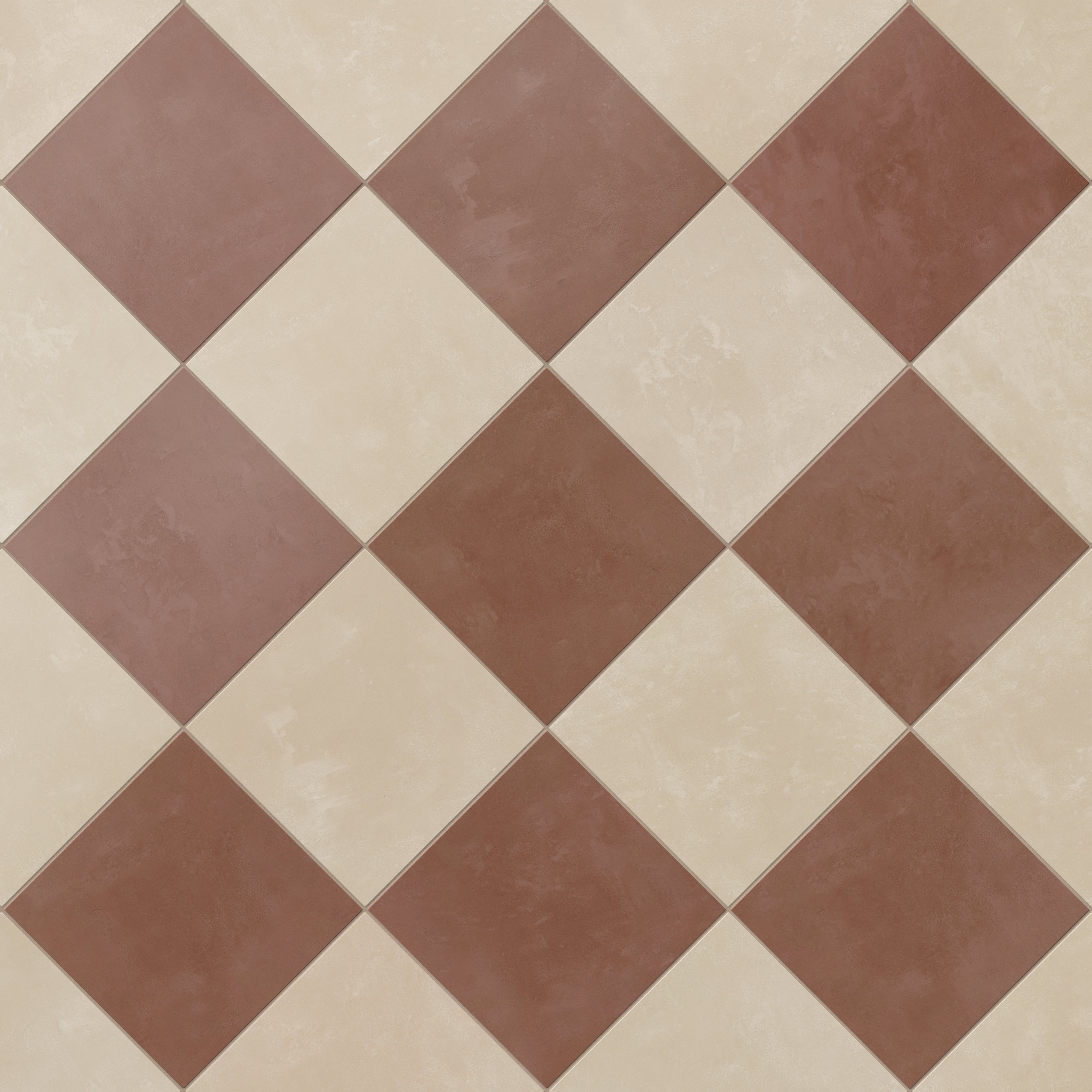 Isabel 6 x 6 Checkerboard Matte Porcelain Tile in Almond Mist and Burnt Umber