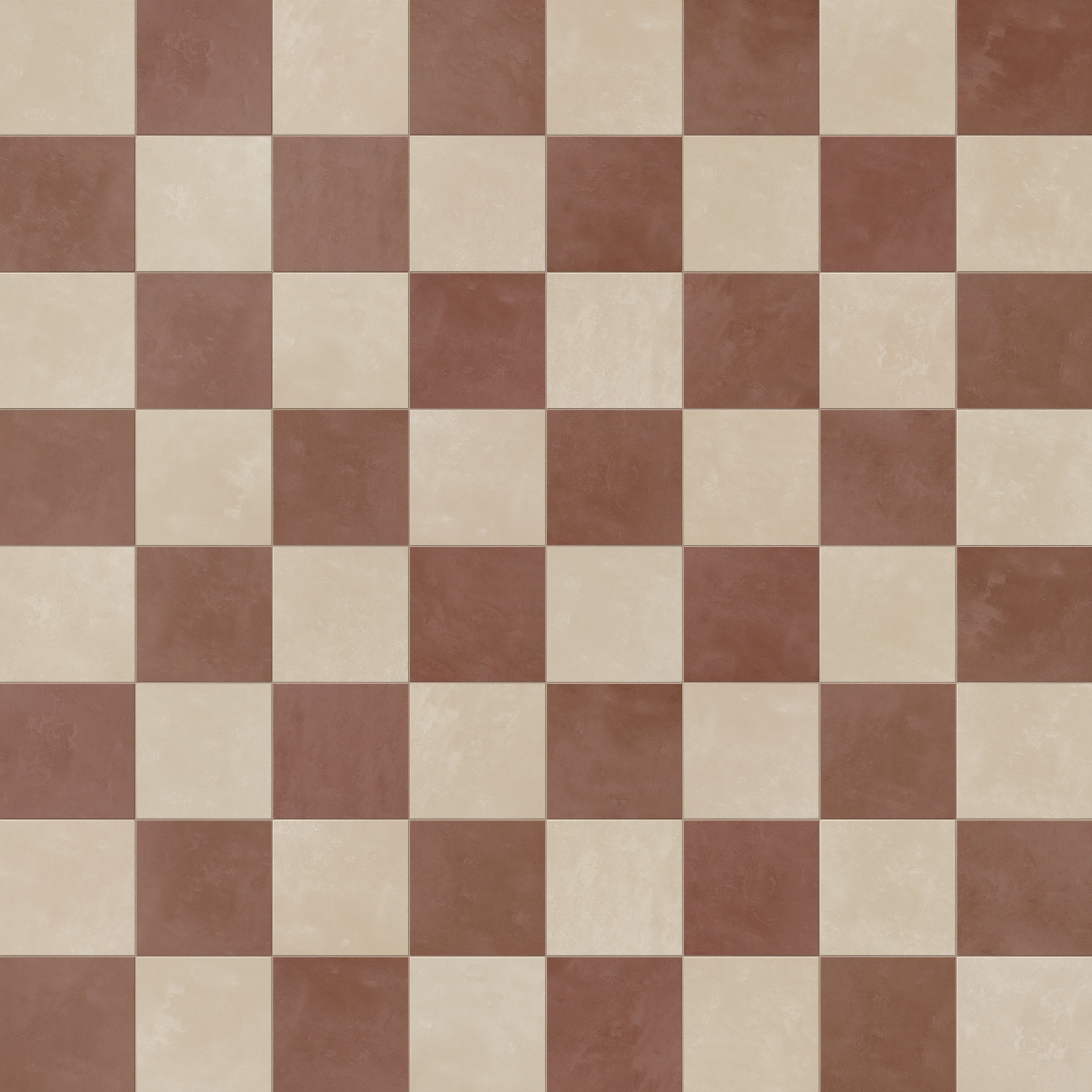 Isabel 6 x 6 Checkerboard Matte Porcelain Tile in Almond Mist and Burnt Umber