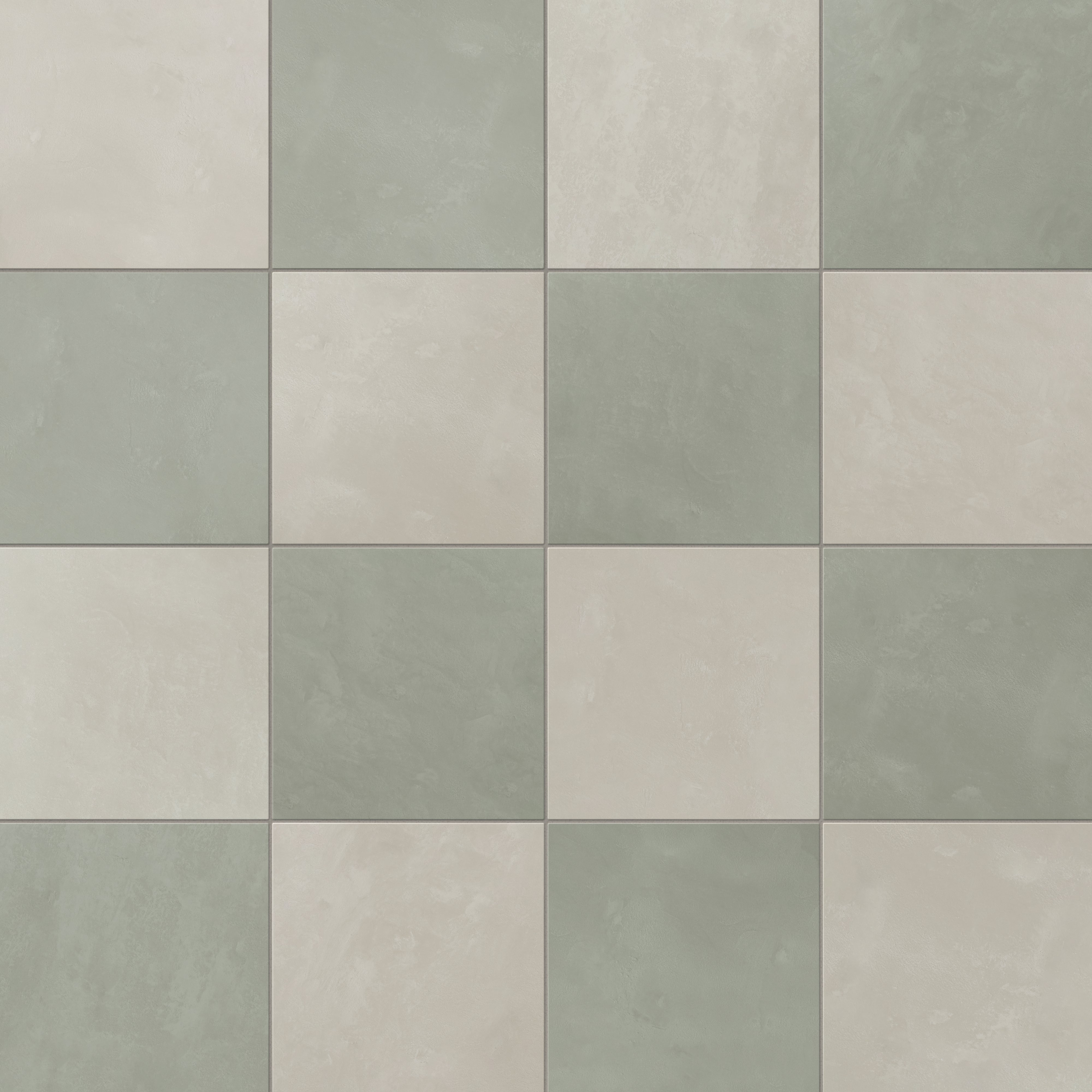Isabel 6 x 6 Checkerboard Matte Porcelain Tile in Silverstone and Soft Sage